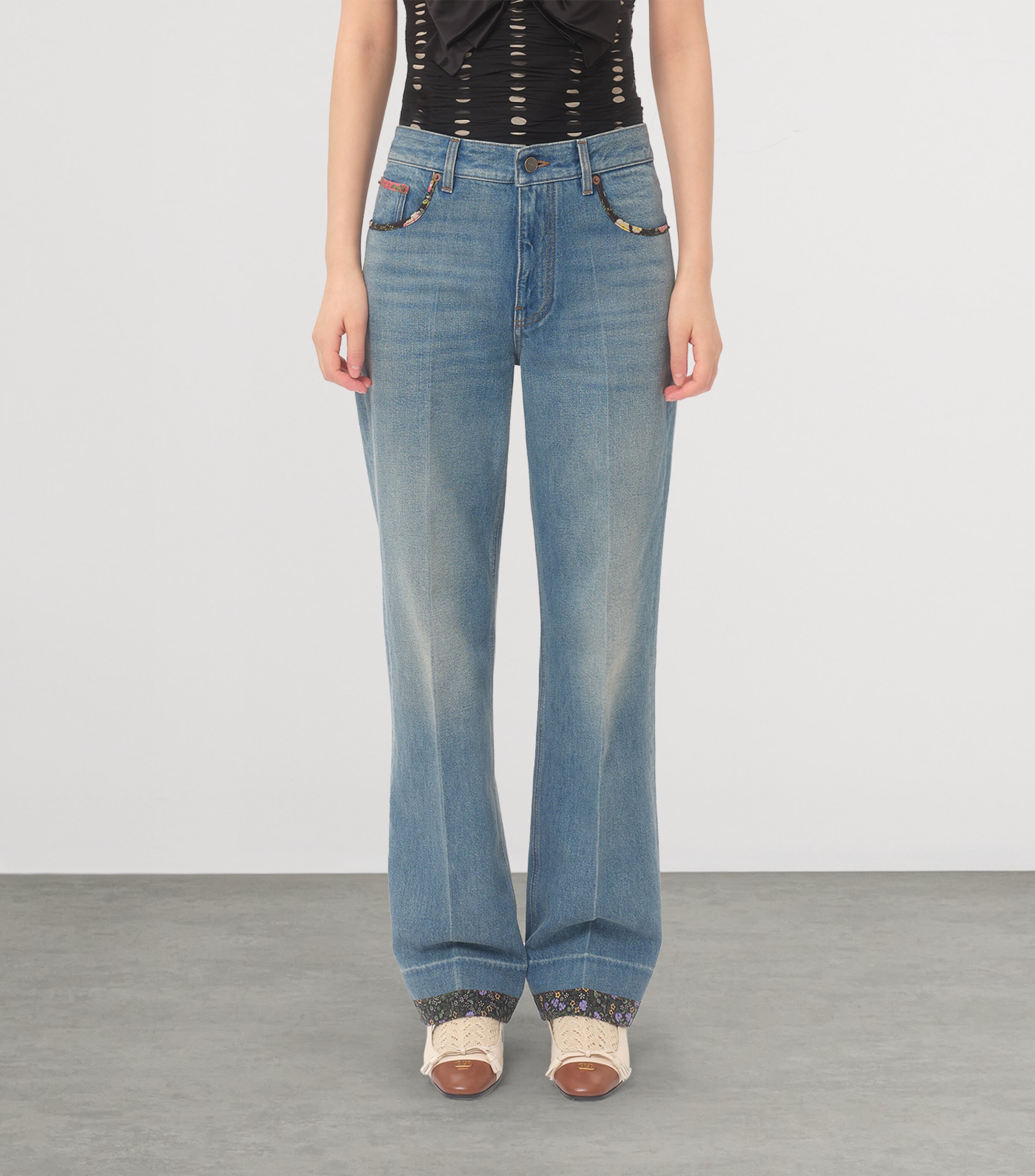 Valentino Womens Denim Printed Jeans Image 2