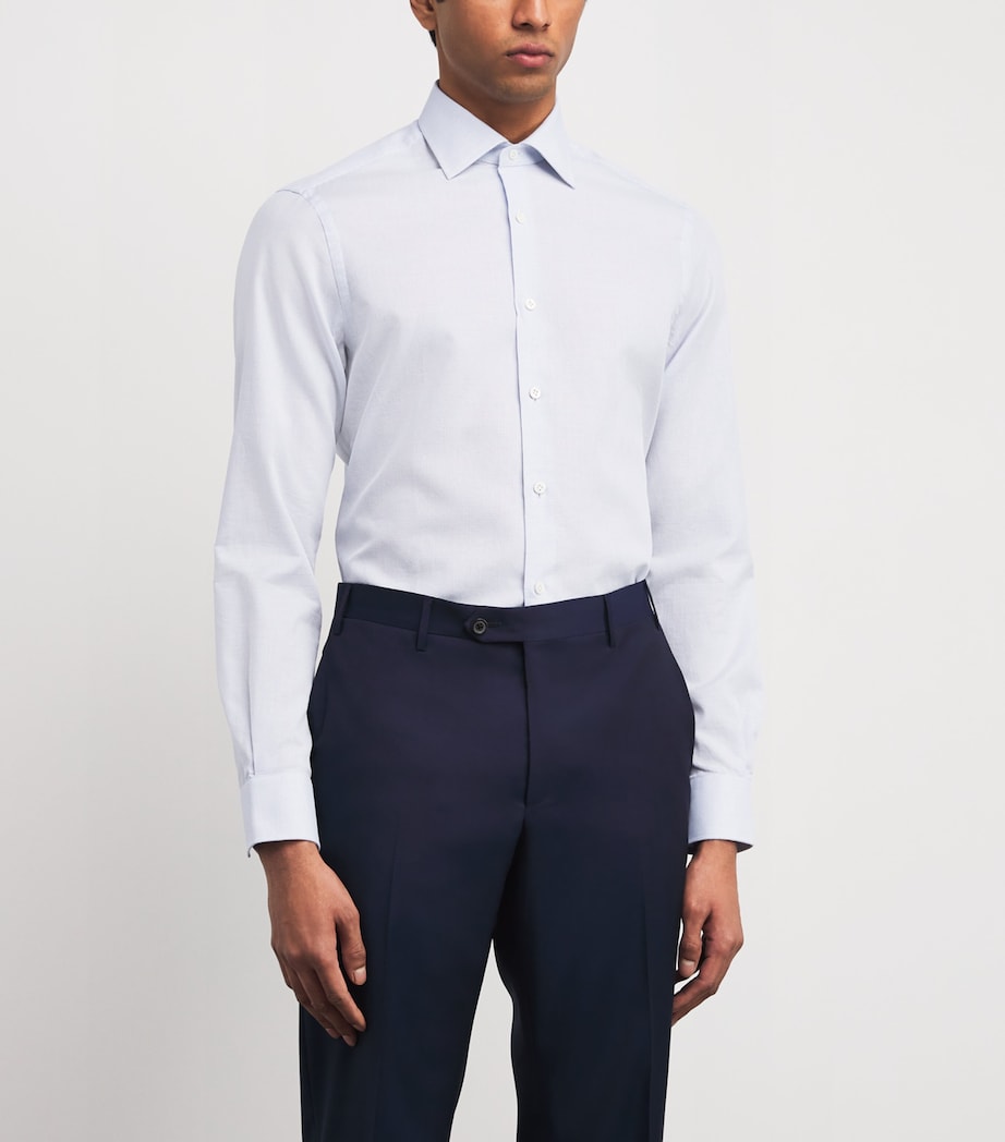 Cotton Micro-Check Shirt 05 LIGHT BLUE Image 3