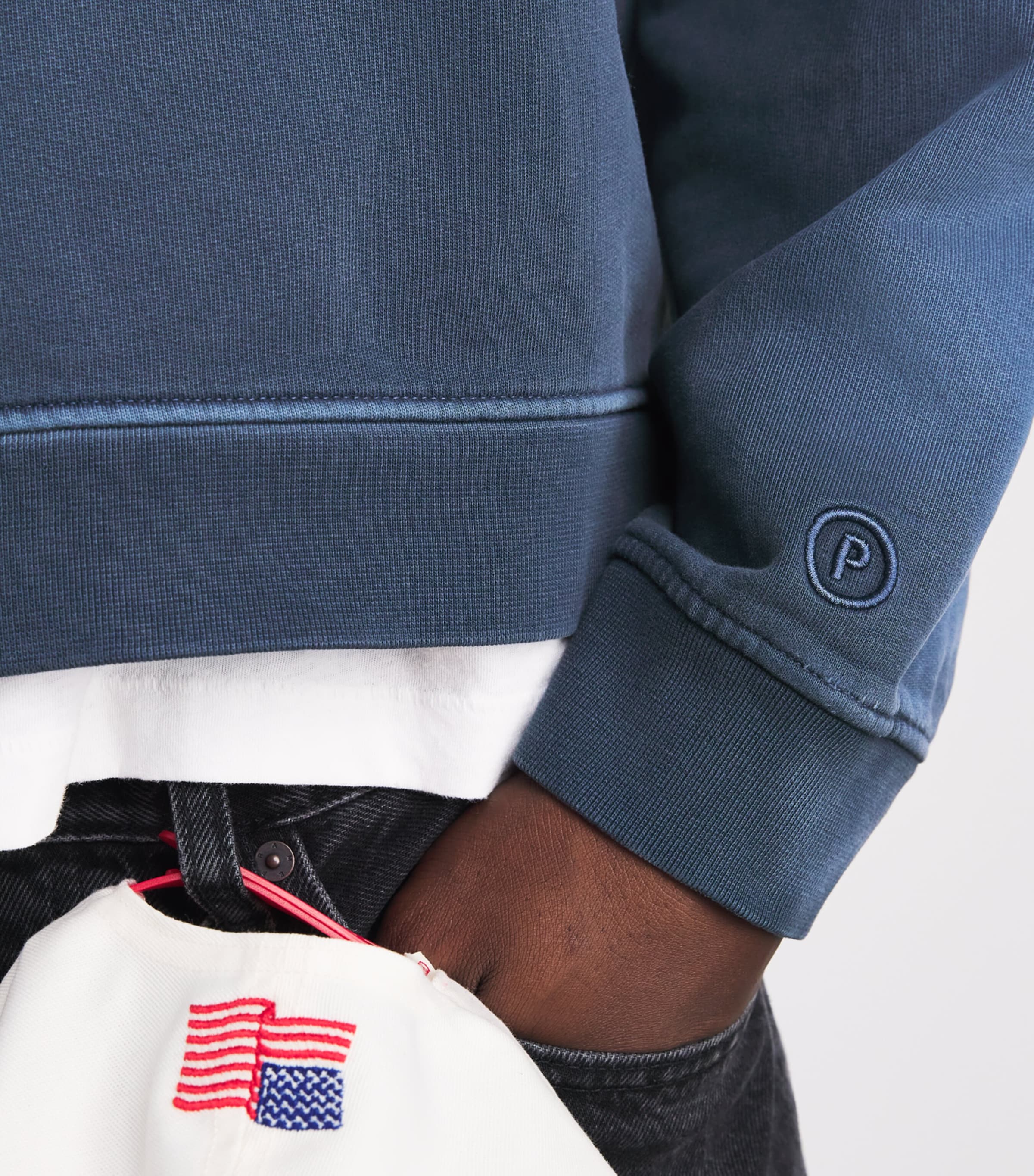 Picante Mens Organic Cotton Everyday Polo Sweatshirt Navy Image 3