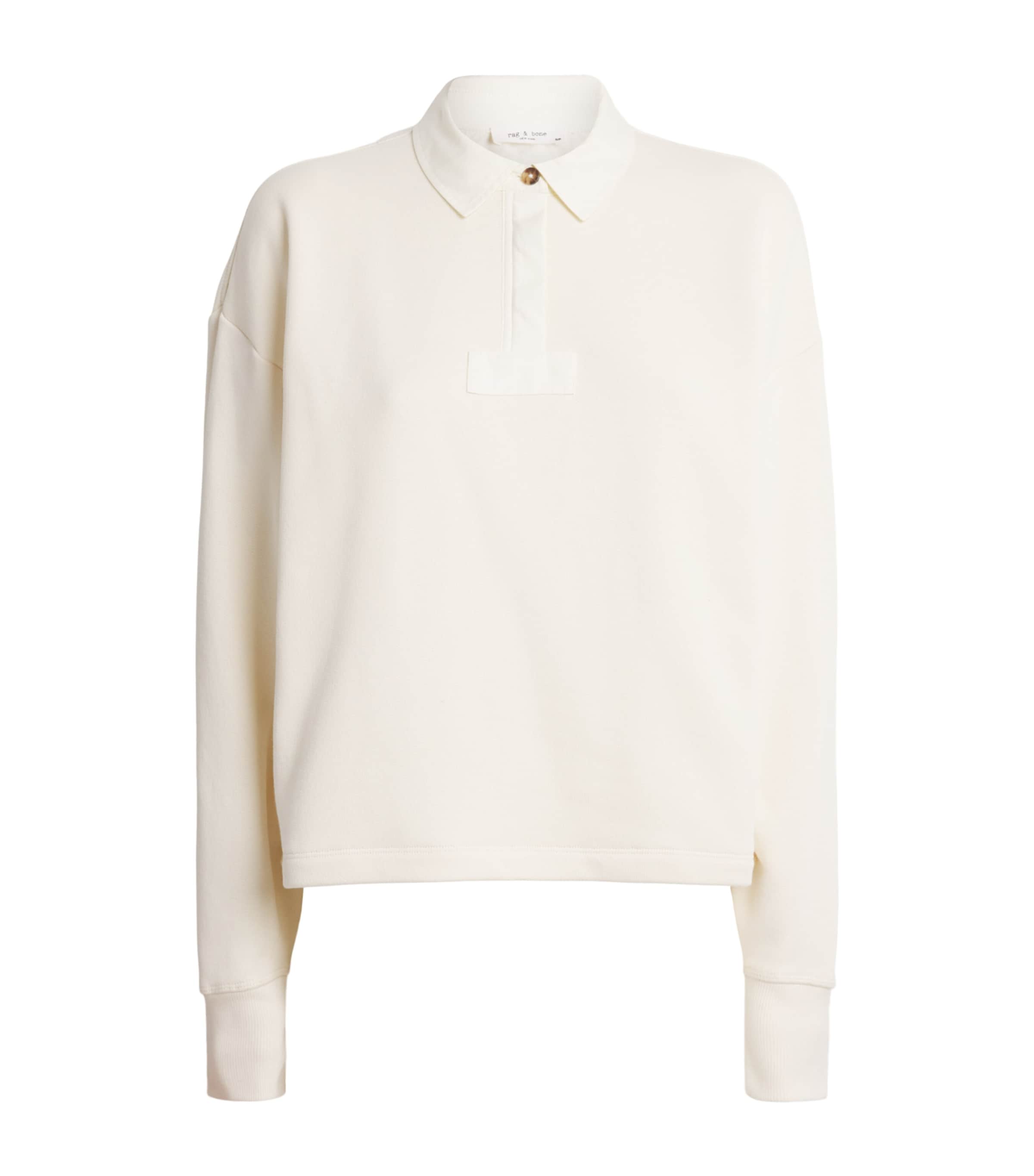 Rag & Bone Womens Cotton Terry Vintage Polo Sweatshirt Sand Image 1