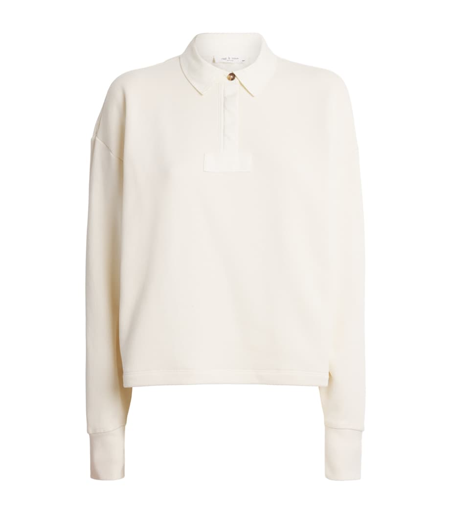 Rag & Bone Womens Cotton Terry Vintage Polo Sweatshirt Sand Image 1
