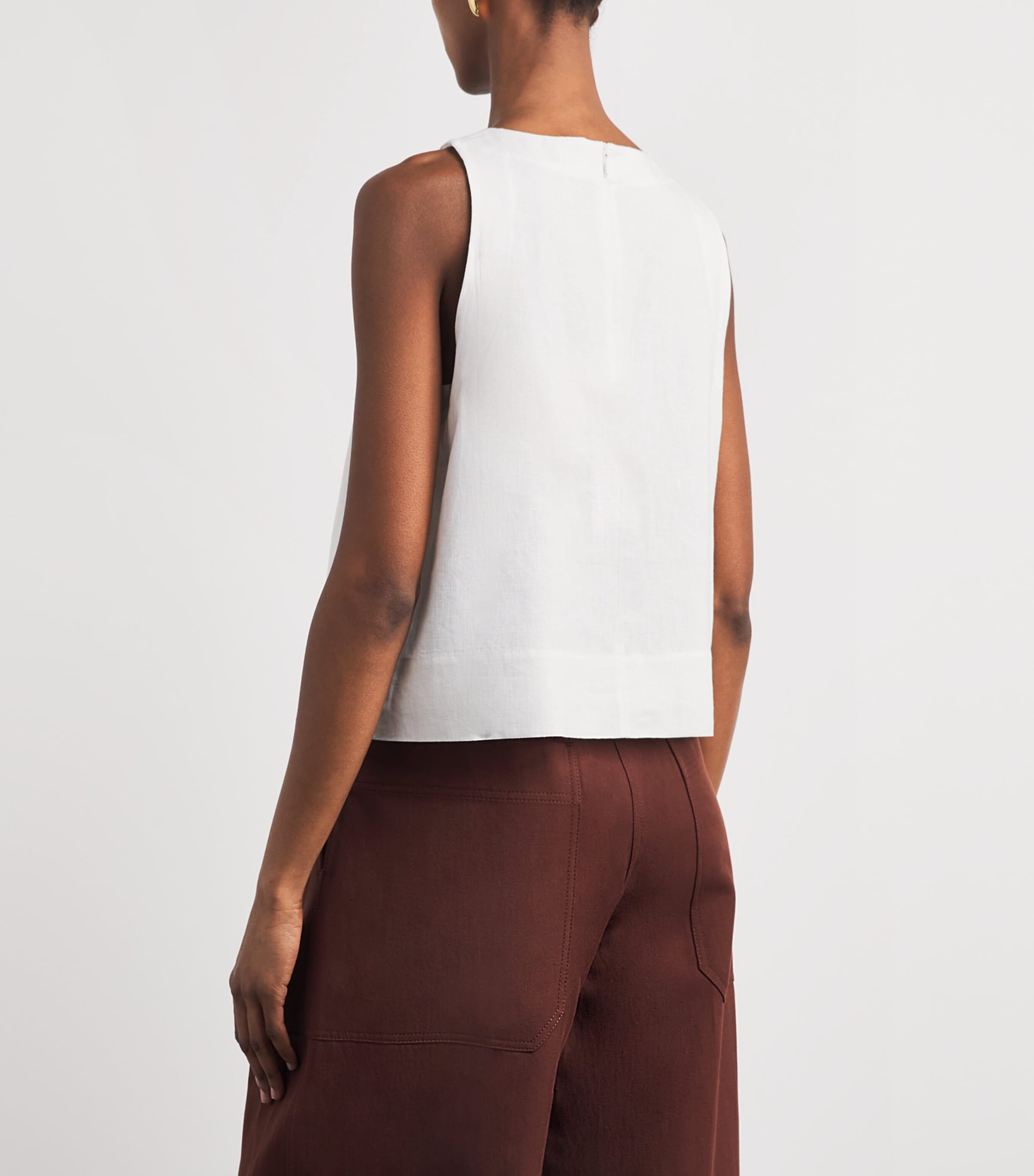 ME+EM Womens Linen-Blend Creaseless Shell Top Soft White Image 5
