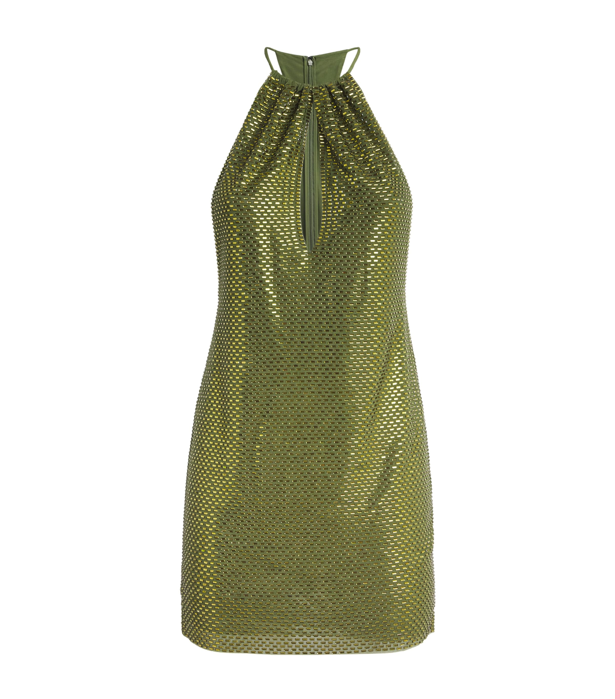 Self-Portrait Green Rhinestone Halterneck Mini Dress | Harrods MK