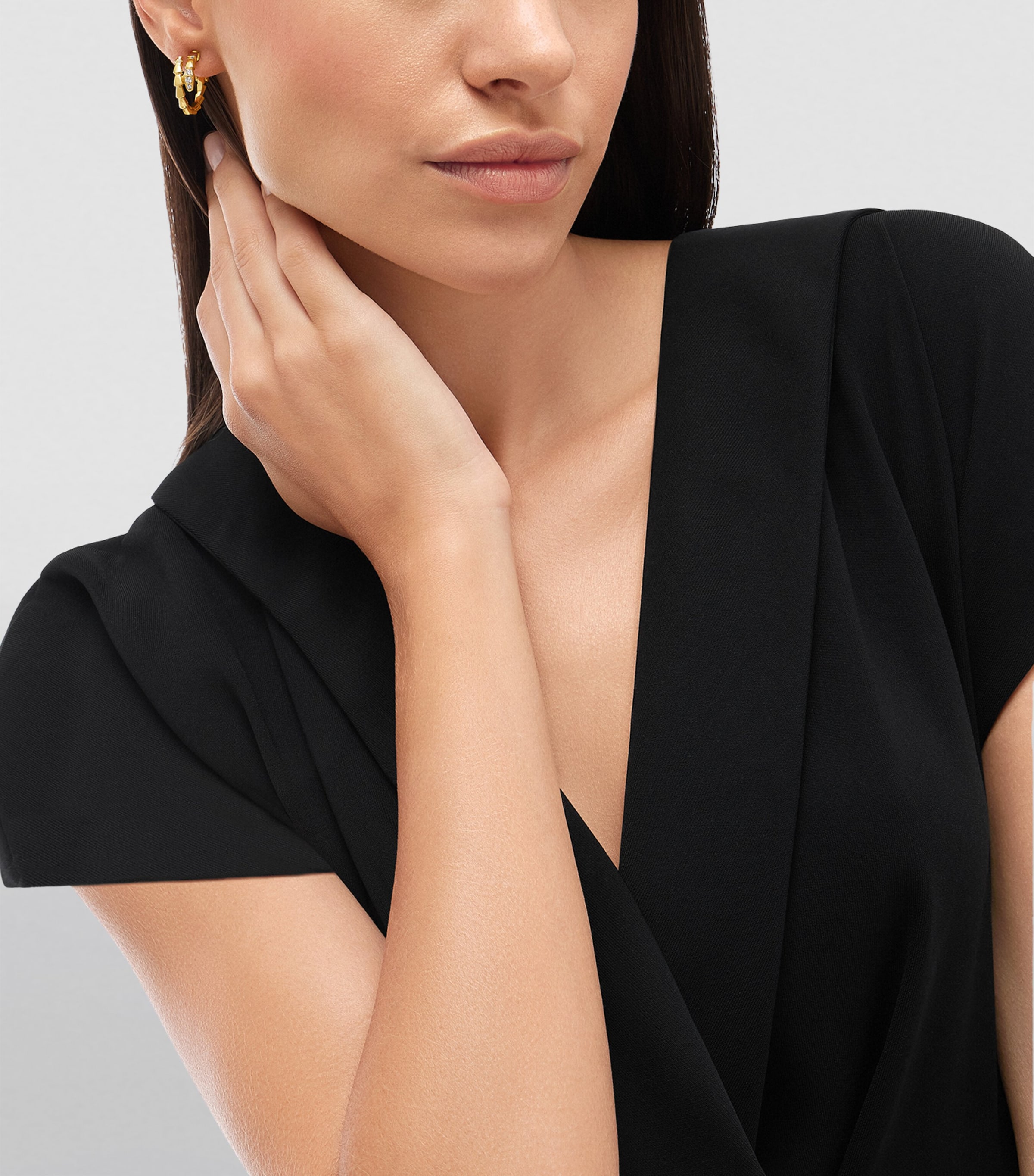 Yellow Gold and Diamond Serpenti Viper Hoop Earrings YELLOW GOLD Image 6