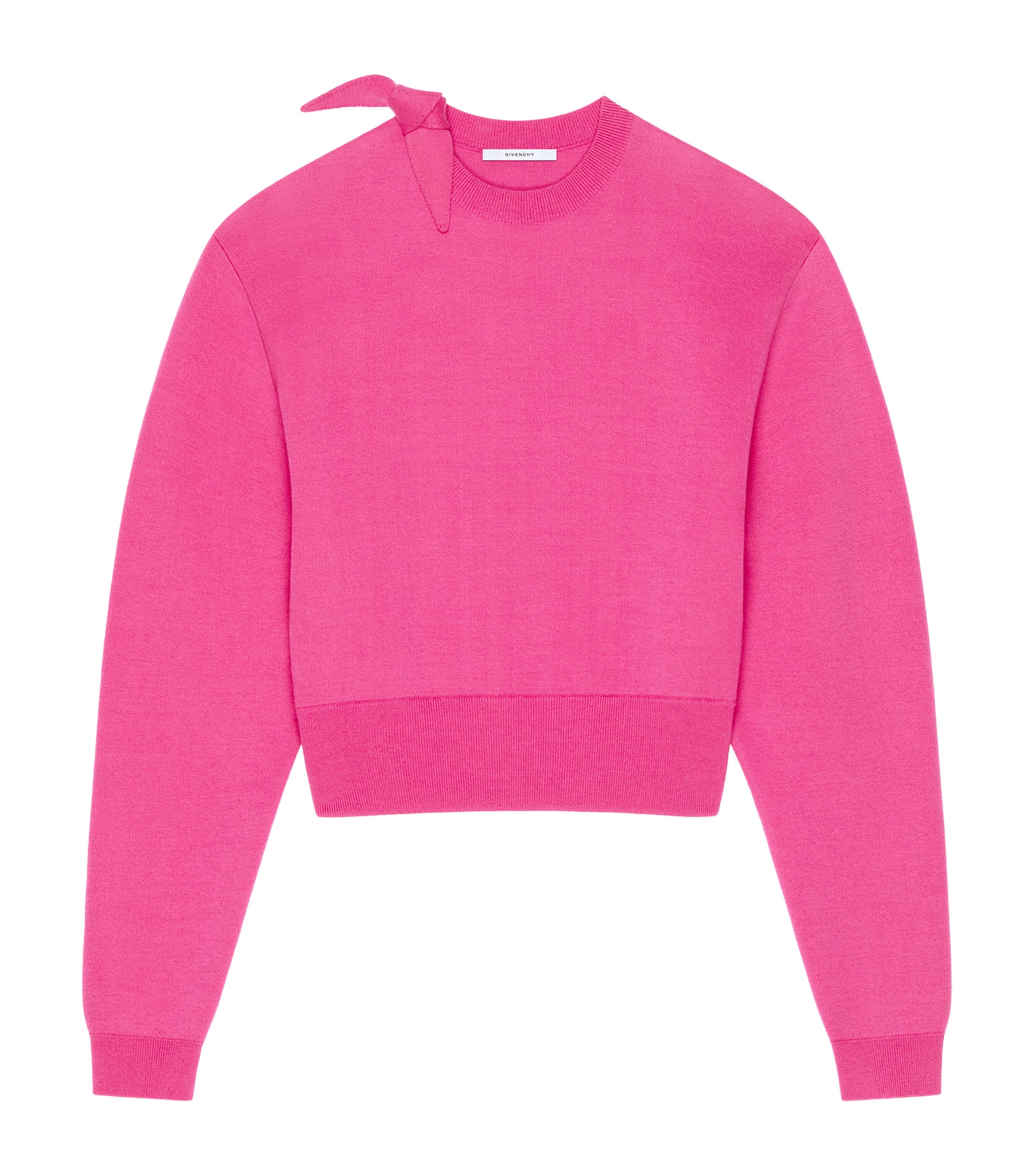 Givenchy Womens Wool-Cotton Tie-Detail Sweater Fuchsia Image 1