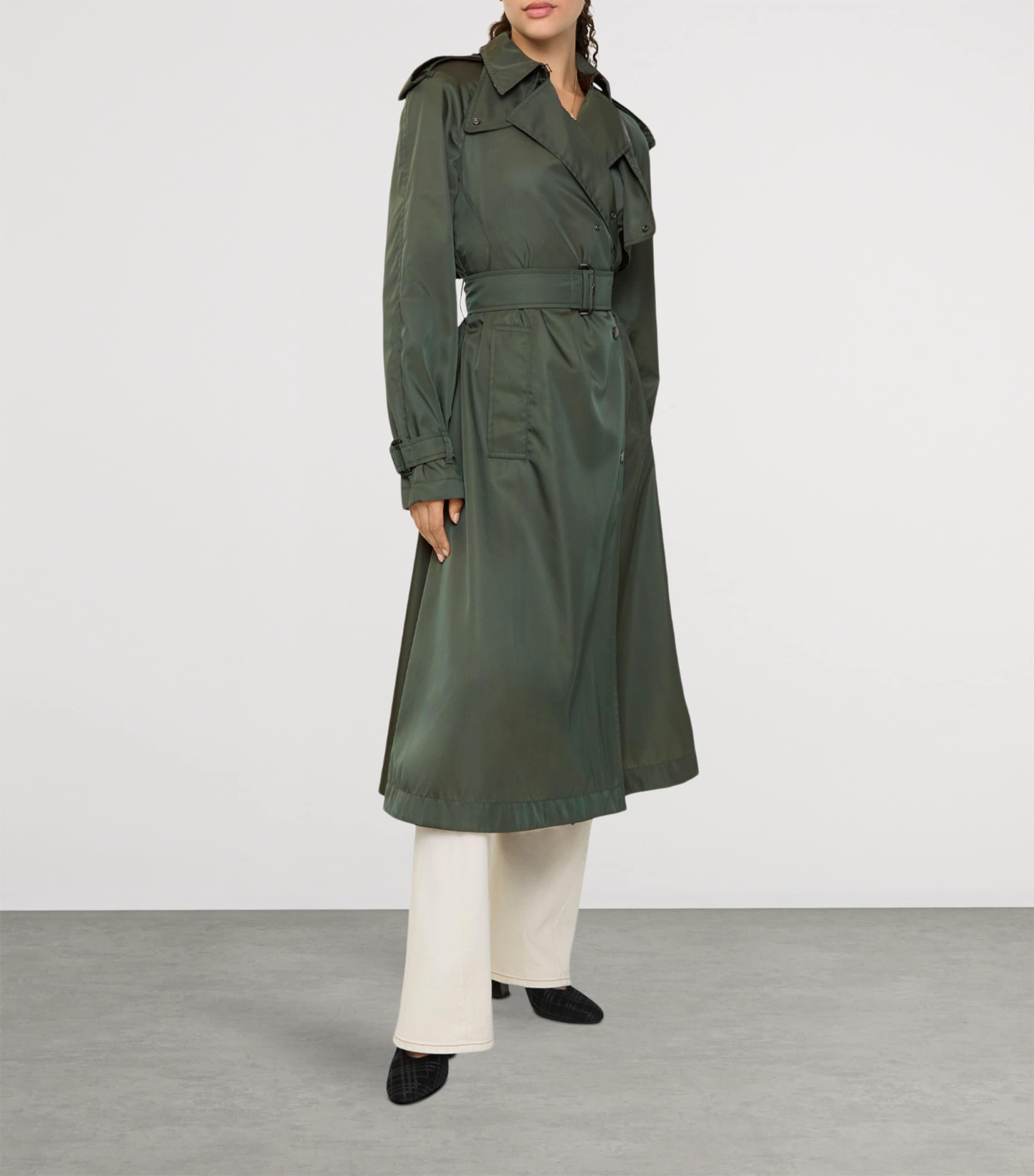 Long Hooded Trench Coat MARROW GREEN Image 2