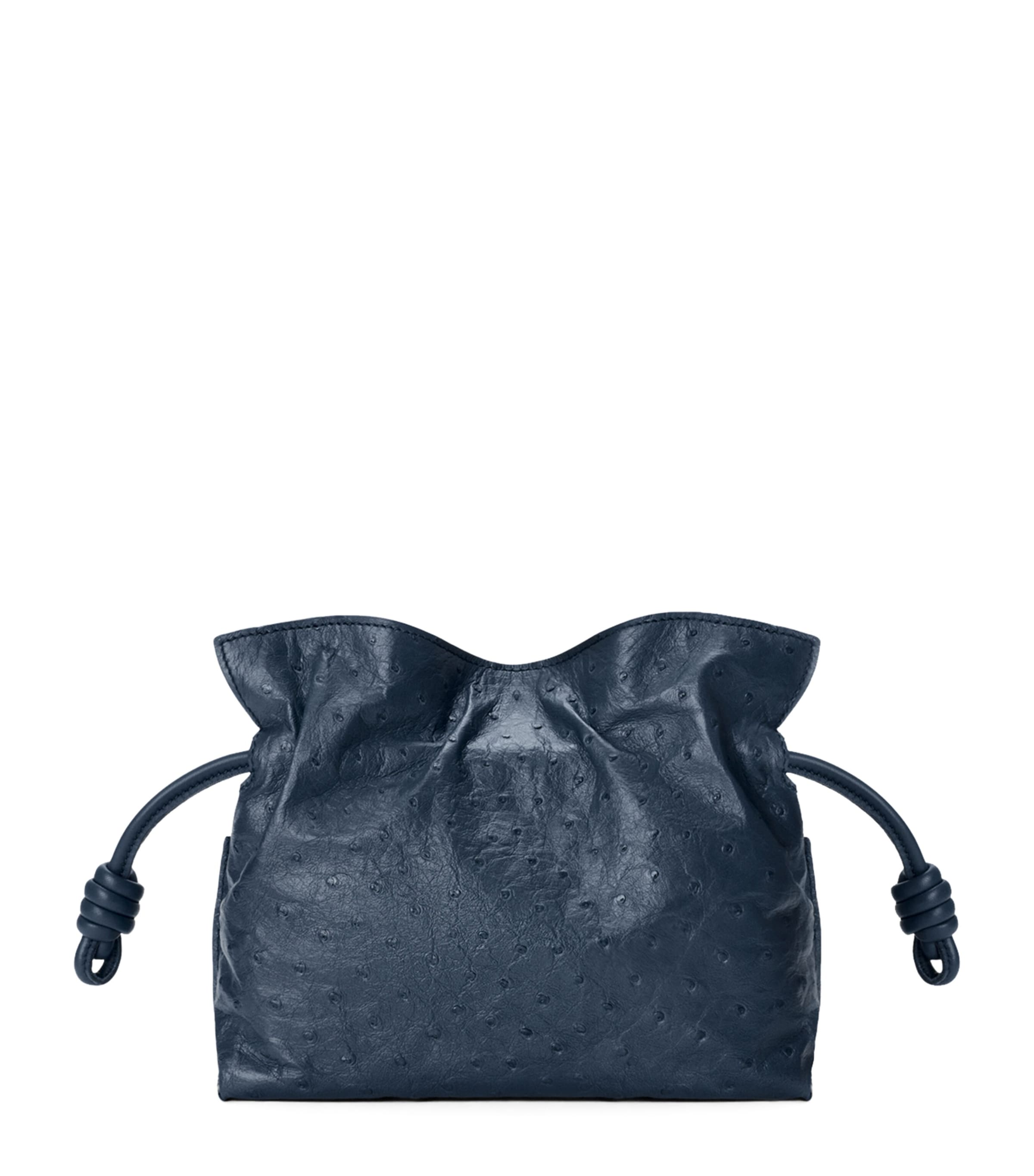 LOEWE Mini Ostrich Leather Flamenco Clutch Bag Deep Navy Image 1