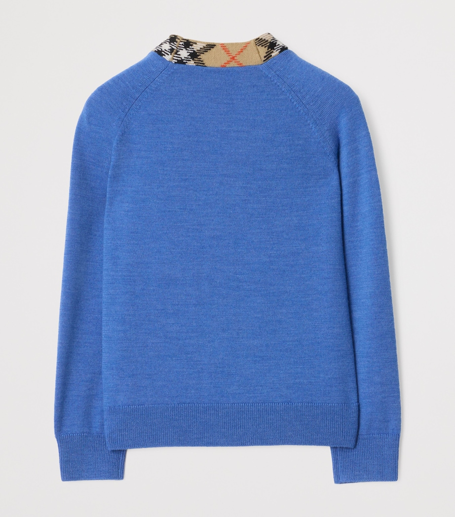 Wool Check-Trim Cardigan (3-12 Years) HYACINTH BLUE Image 2