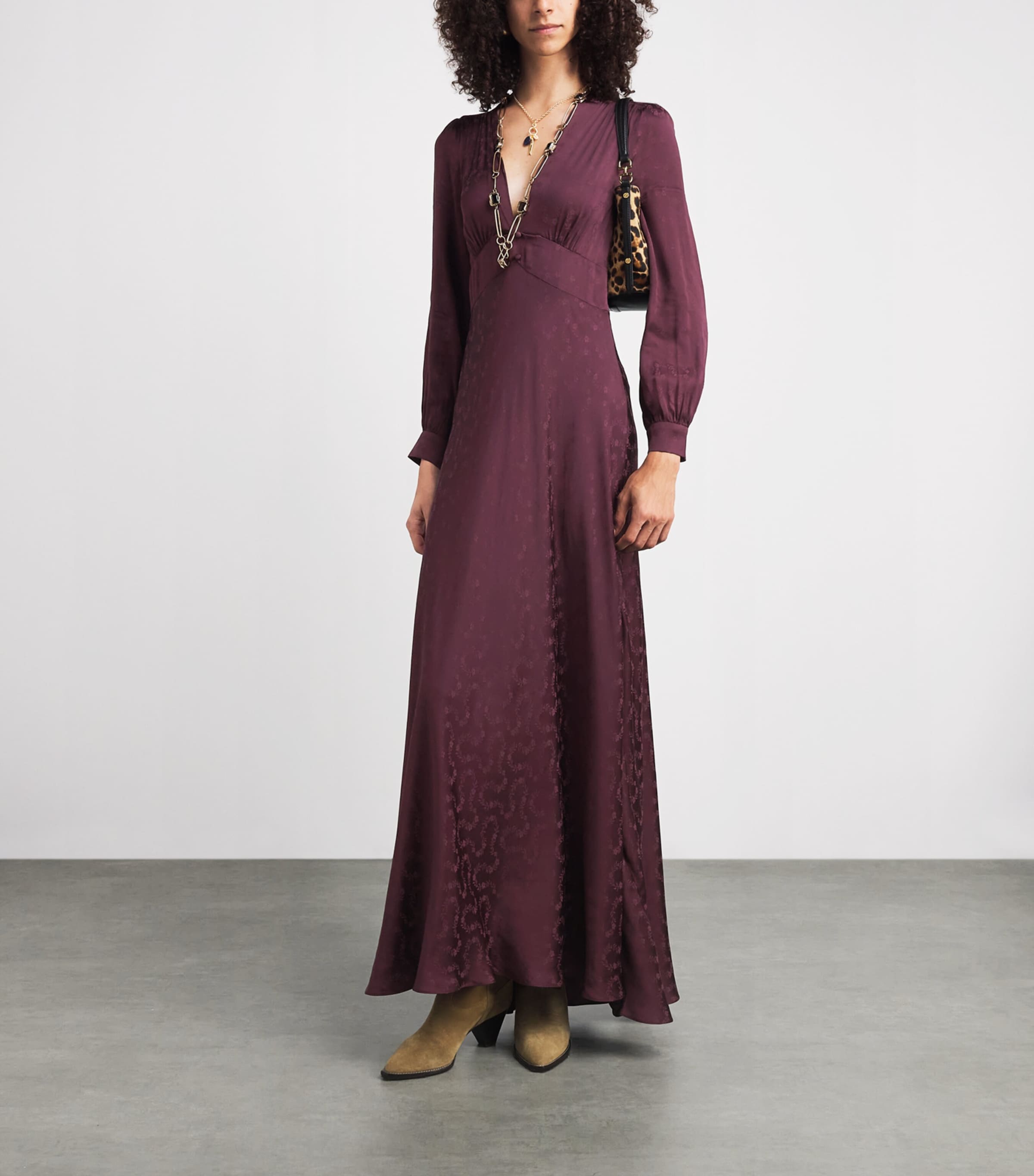 Rixo Womens Jacquard Emory Maxi Dress Wine Image 2
