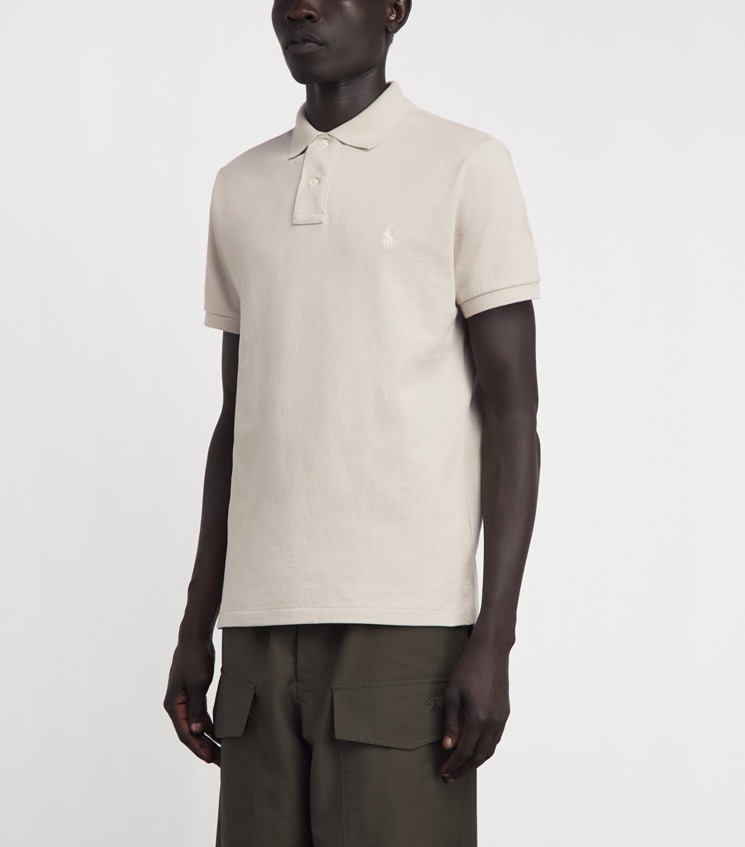 Polo Ralph Lauren Mens Cotton Mesh Polo Shirt Classic Stone Image 4