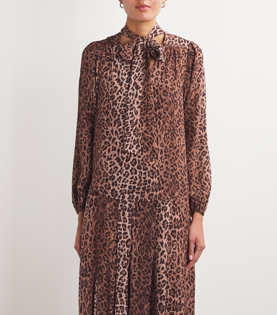 Silk Moss Pussybow Blouse LEOPARD Image 3