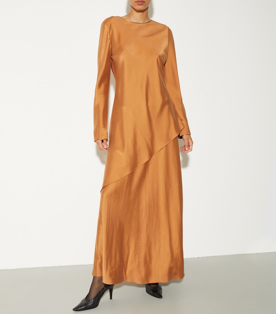 Silk-Blend Maxi Dress AMBER Image 2