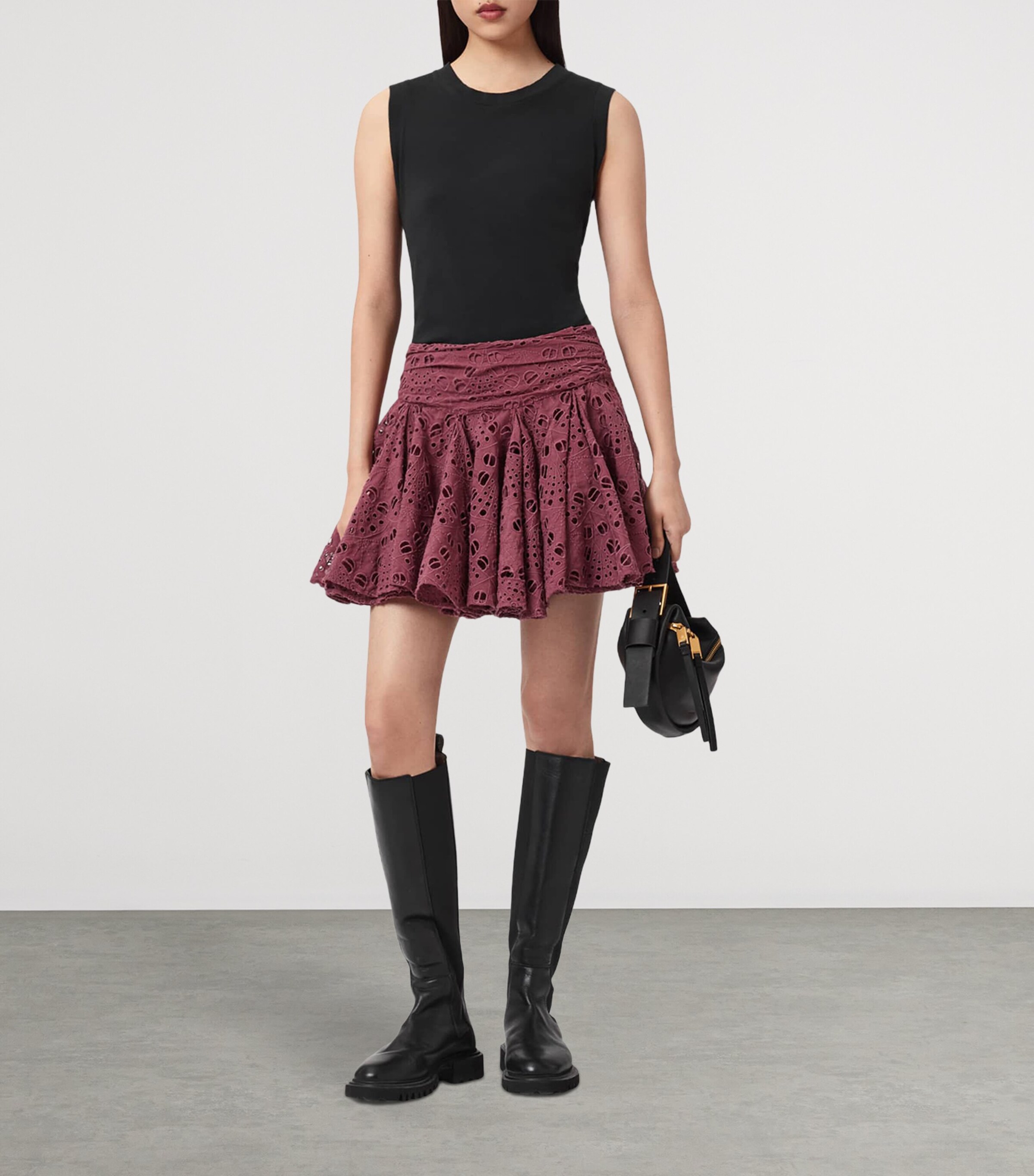 AllSaints Womens Dotty Mini Skirt Raspberry Pink Image 7