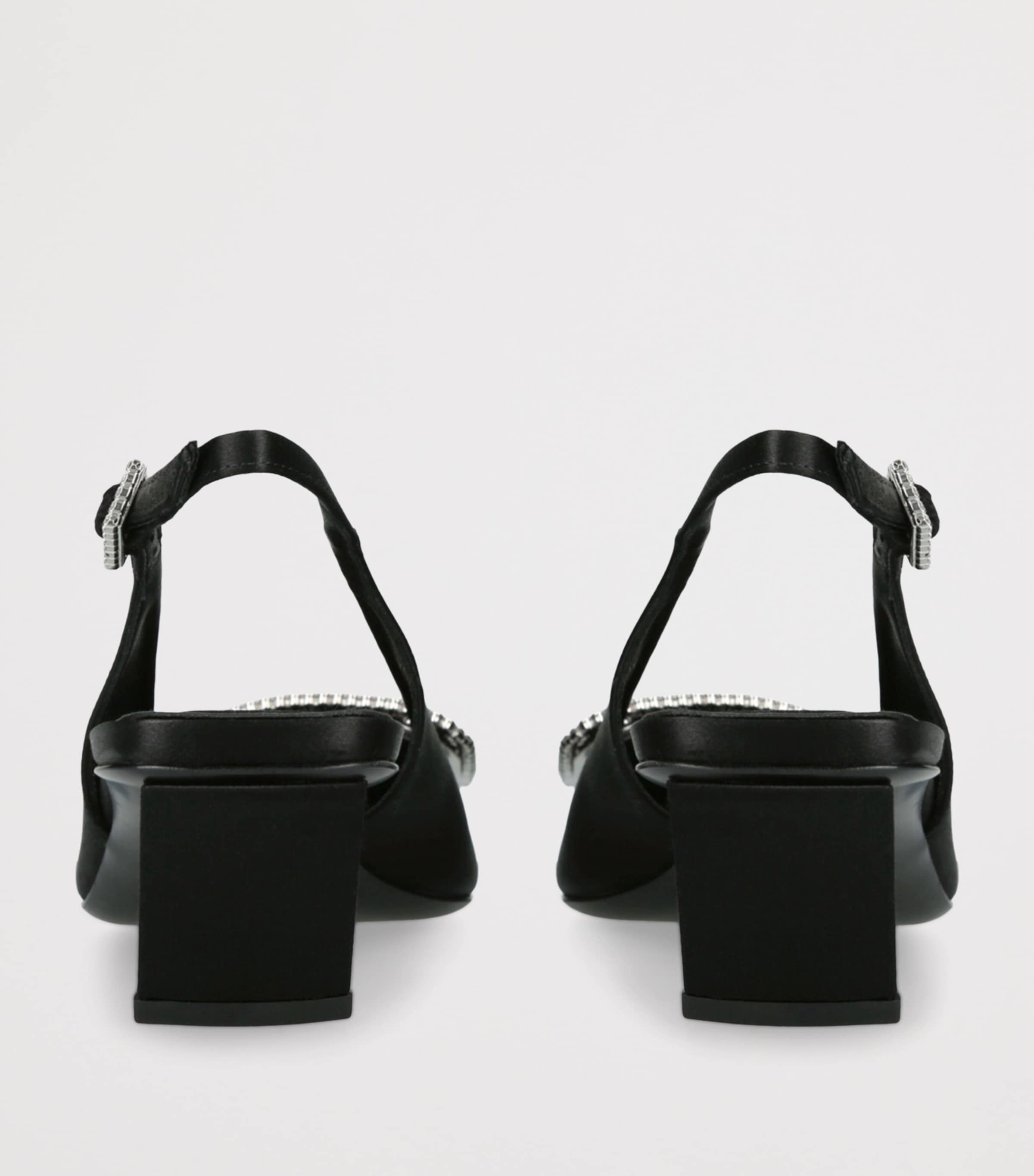 Satin Pilgrim Slingback Pumps 45 BLACK Image 2