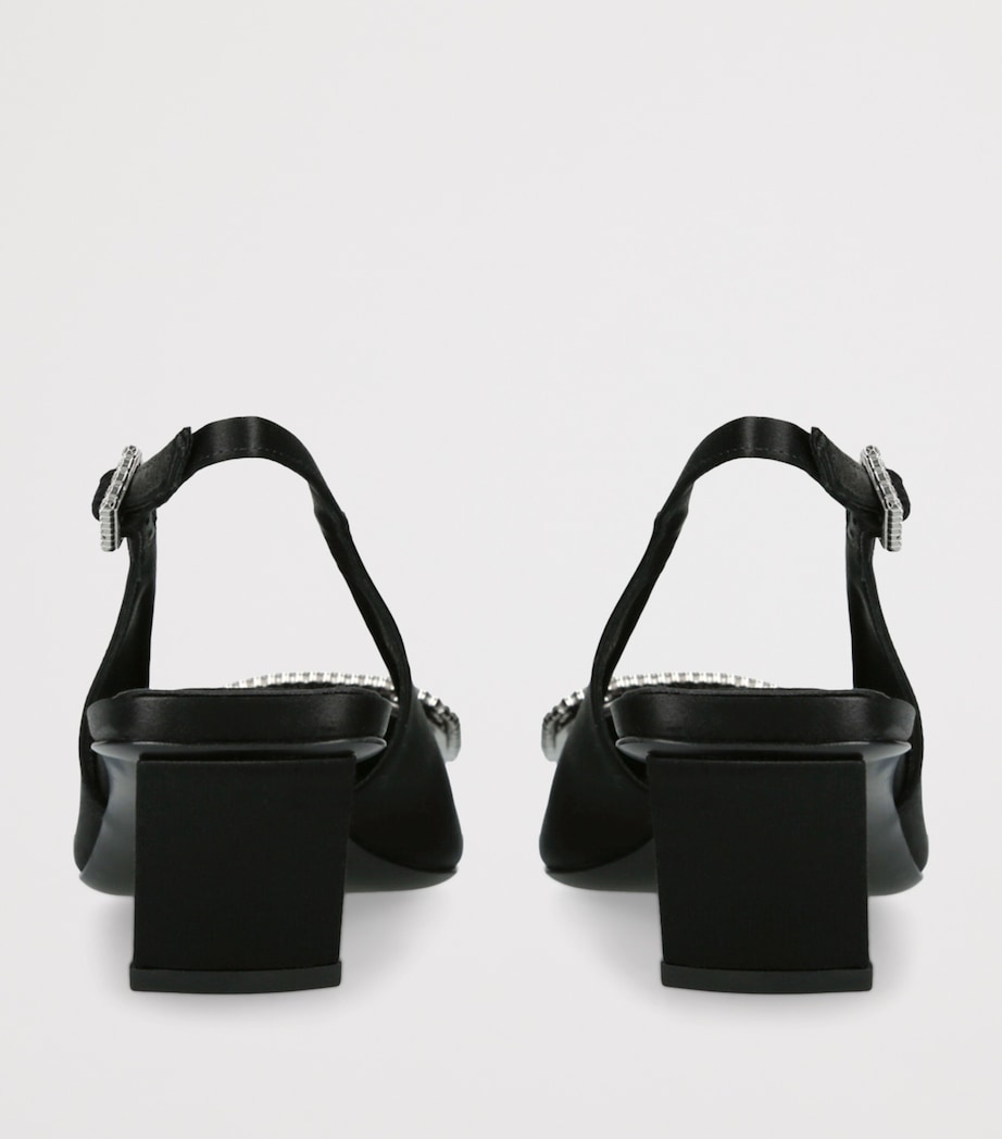 Satin Pilgrim Slingback Pumps 45 BLACK Image 2