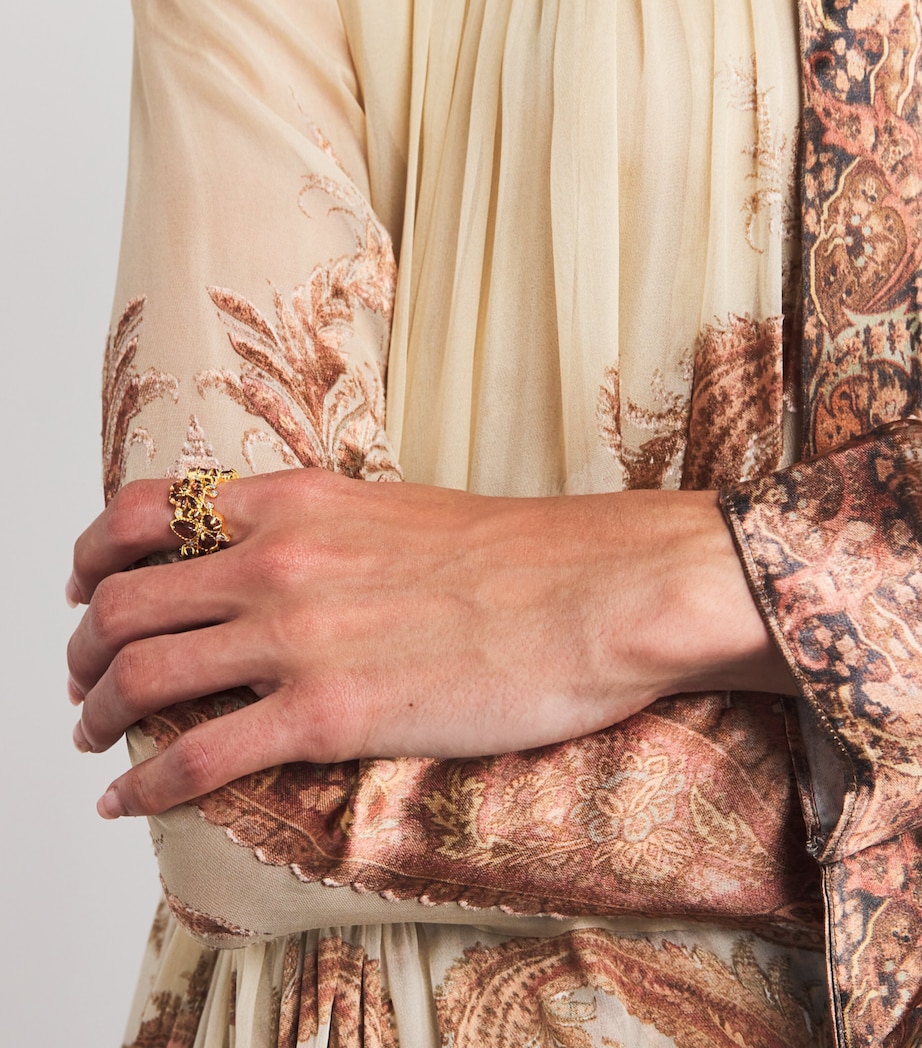 Embellished Bloom Ring GOLD/BURGUNDYGLDBUR Image 5