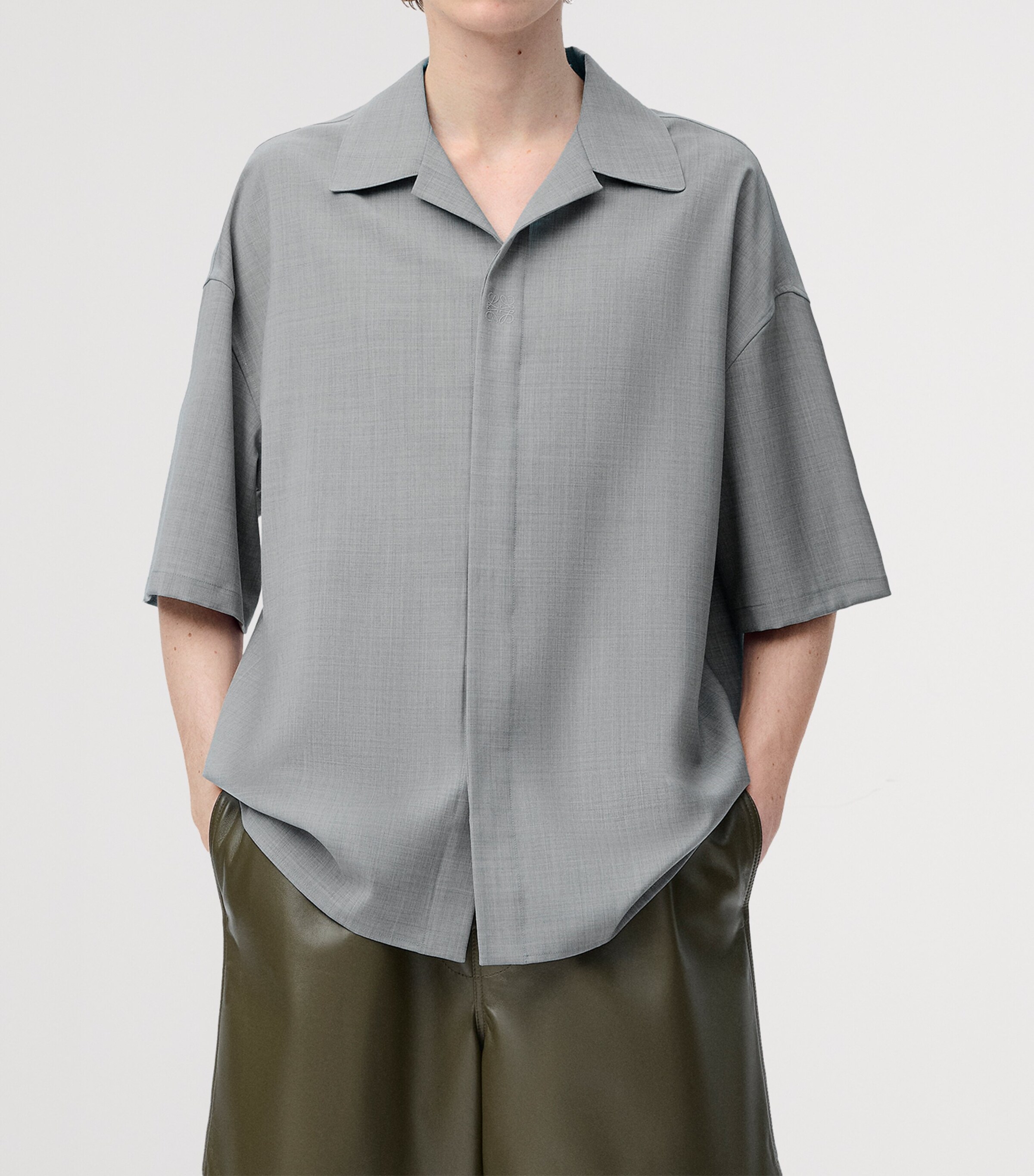 LOEWE ウールシャツ ハイブリッド シャツ（コットン&ウール） ブルー - LOEWE