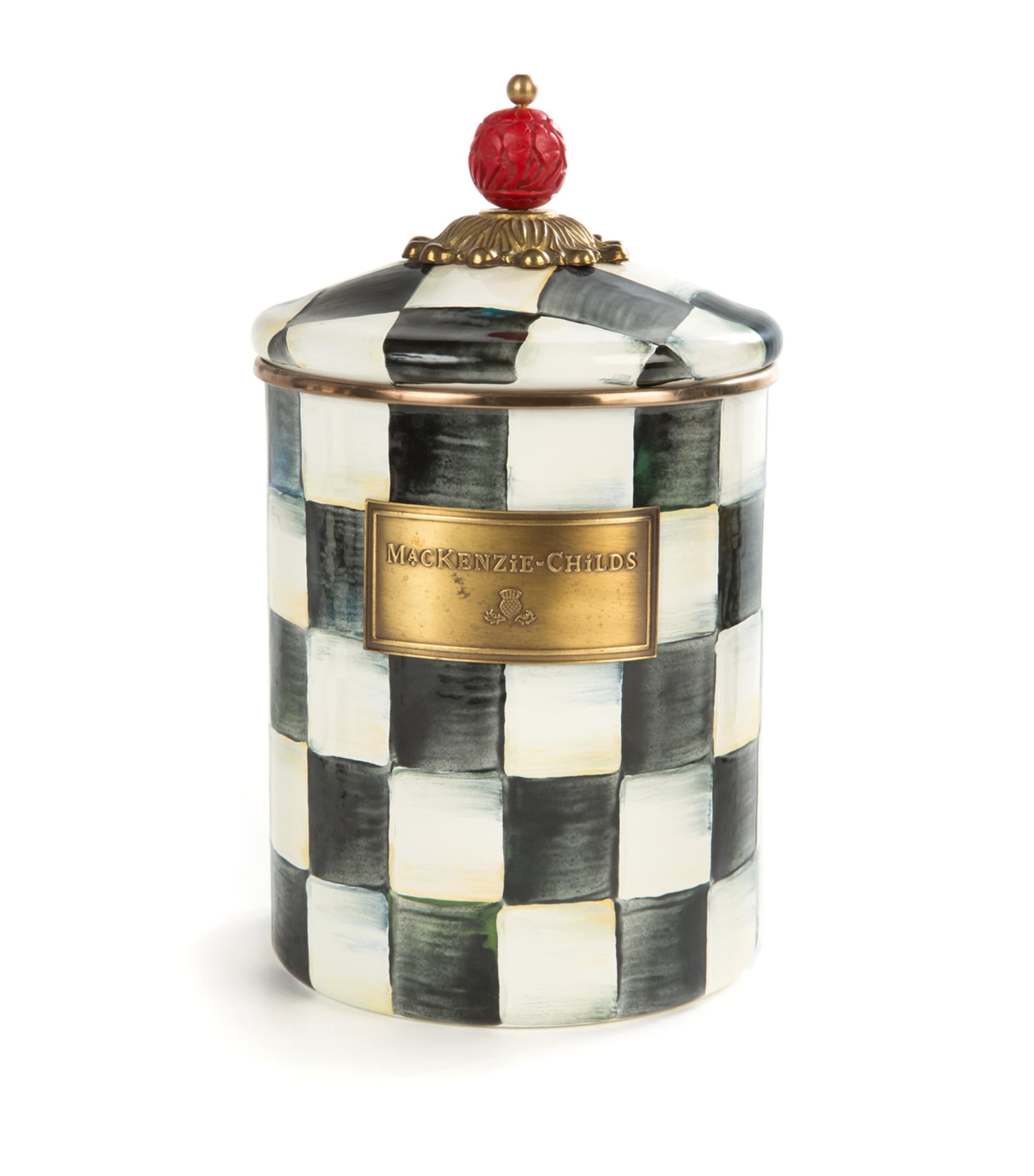 Mackenzie-childs Courtly Check Medium Canister In Black