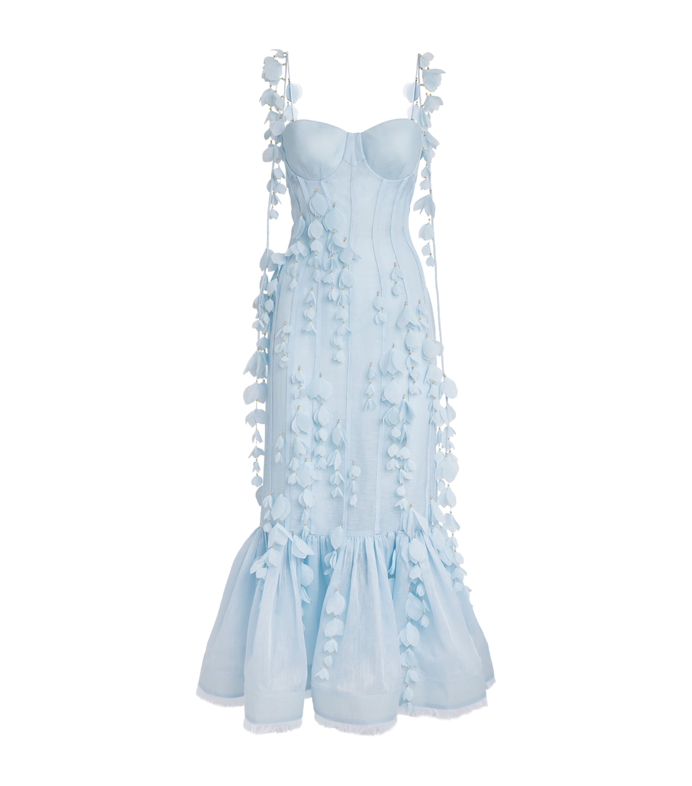 Zimmermann Linen-Silk Petal Midi Dress Lemon