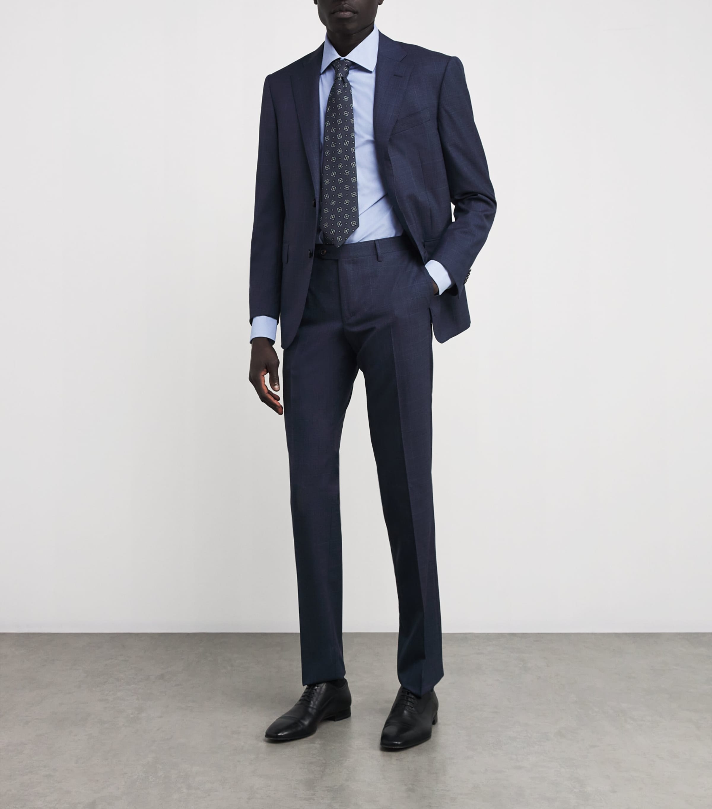 Corneliani Mens Cotton Formal Shirt Dark Blue Image 2