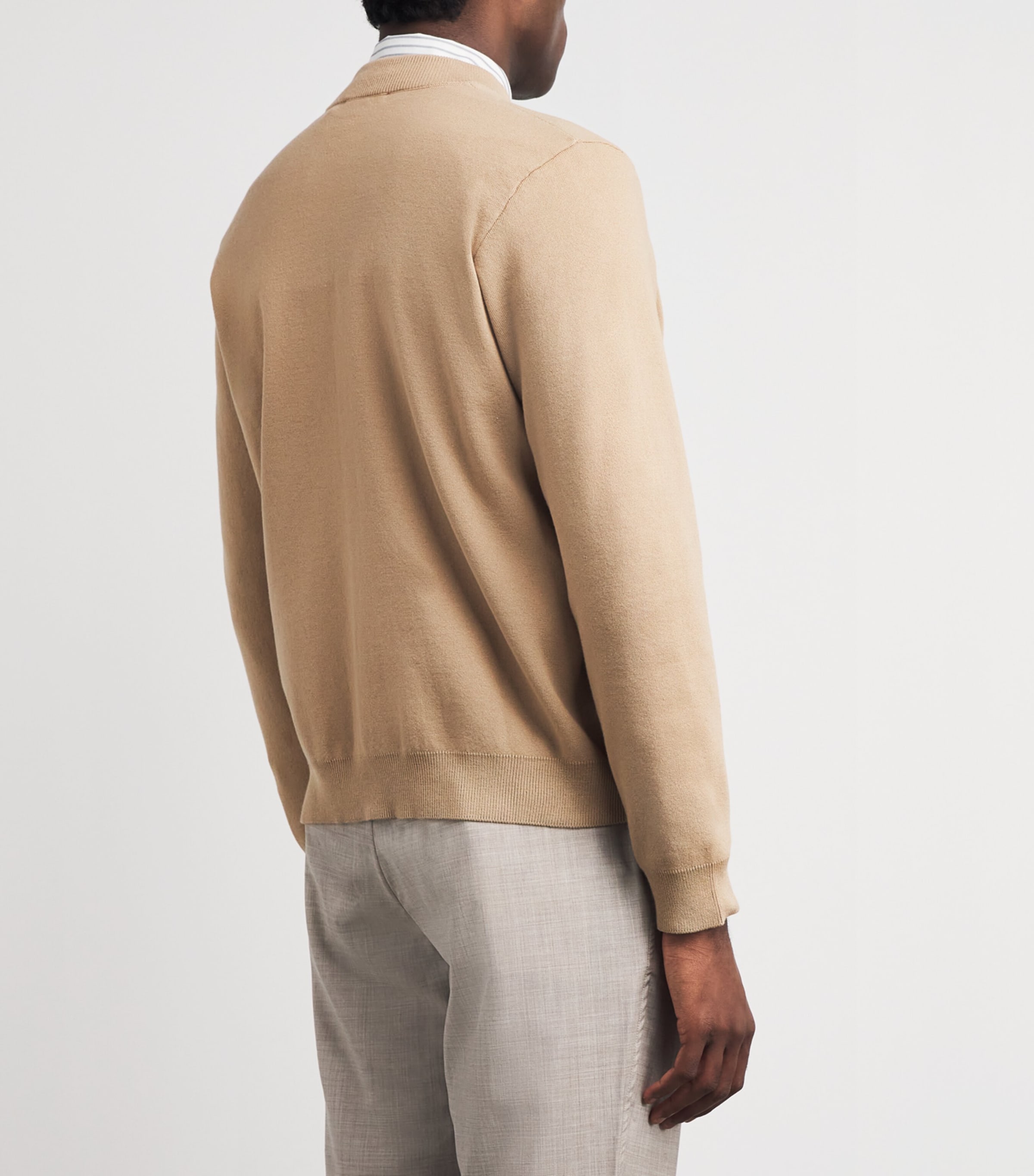 Falke Mens Organic Cotton Zip-Up Sweater Seasame Image 5