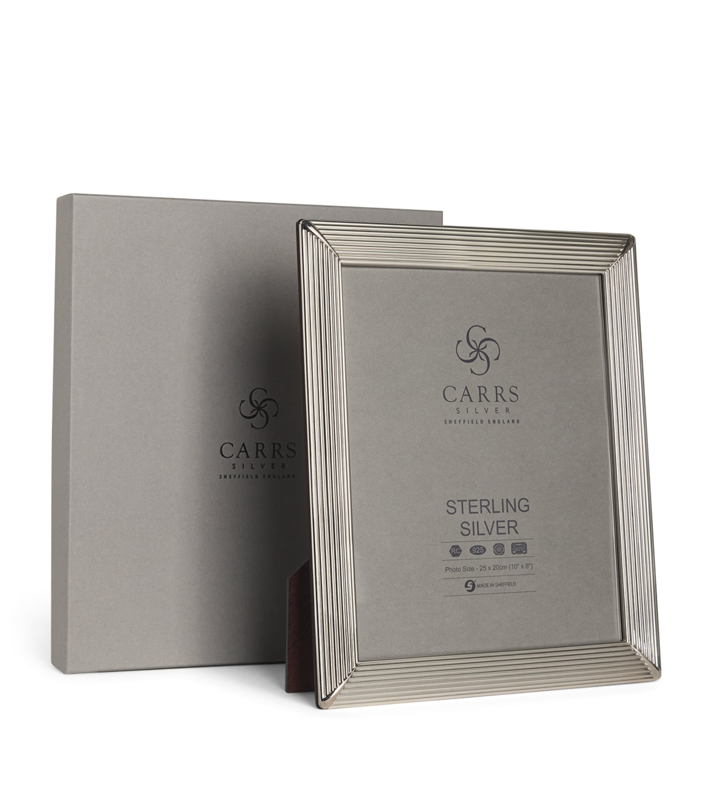 CARRS SILVER STERLING SILVER FLUTED PHOTO FRAME WITH WOOD BACK