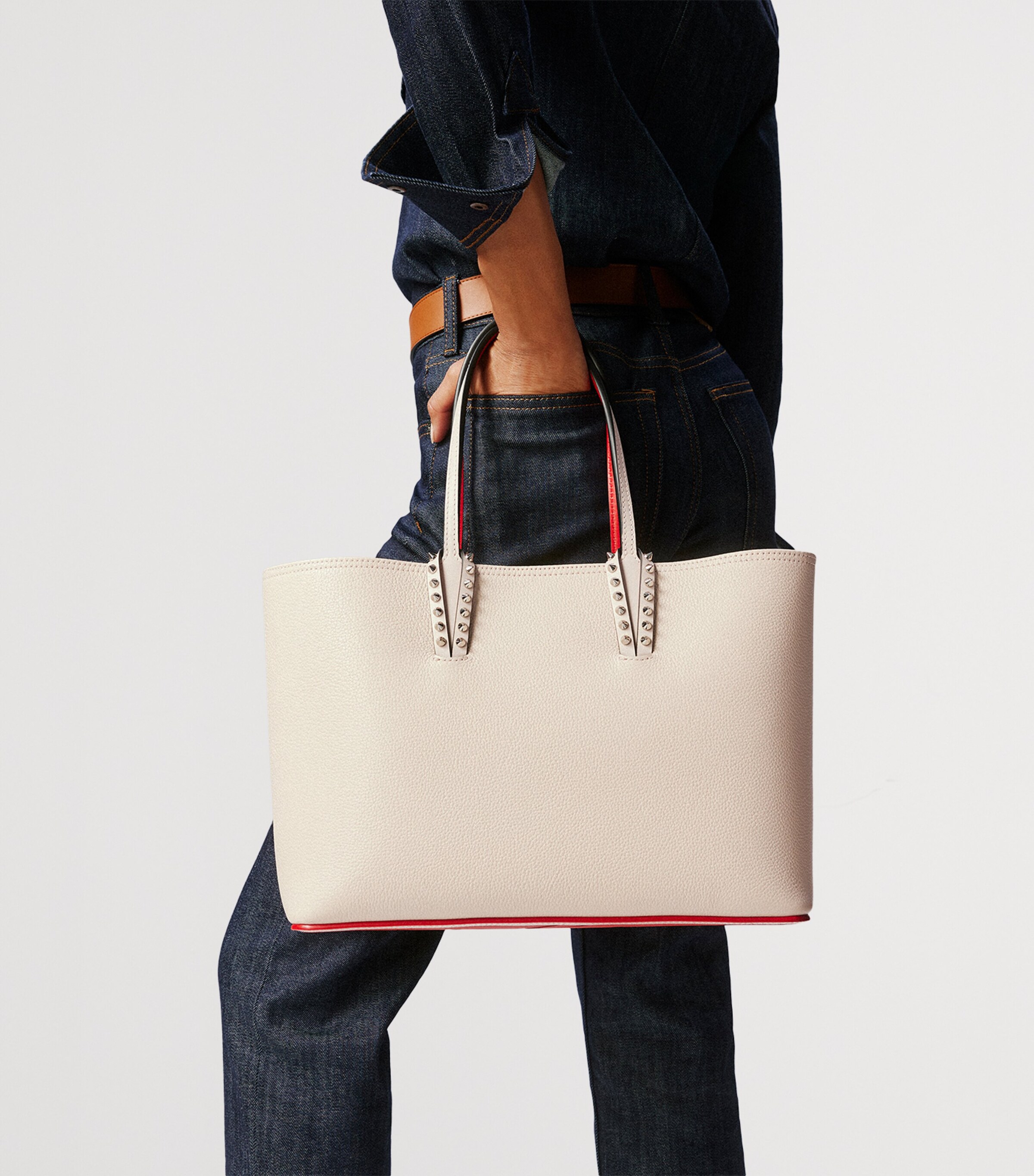 Christian Louboutin Beige Cabata Small Calf Leather Tote Bag