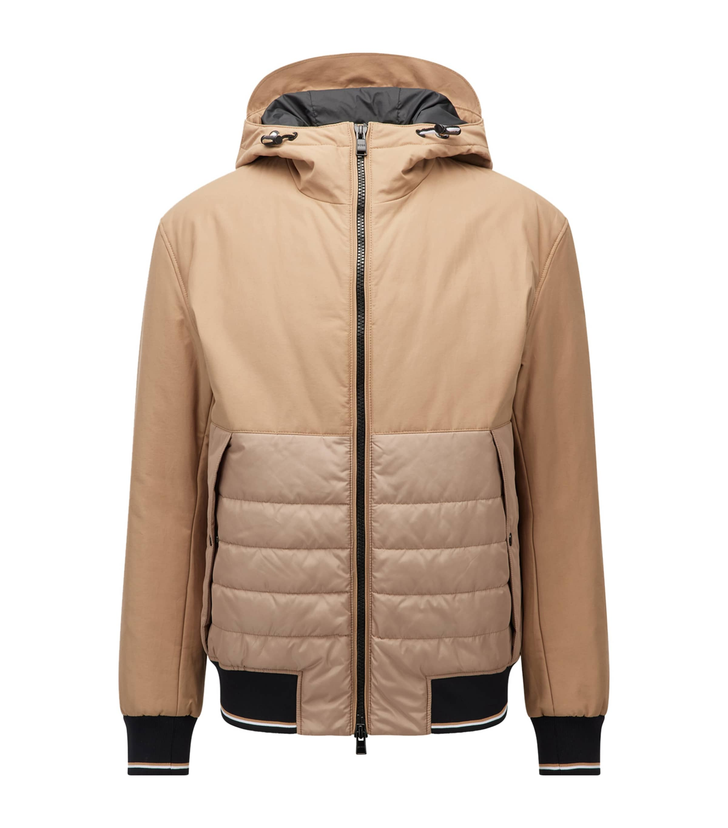 Shop Hugo Boss Quilted Panel Jacket In Beige