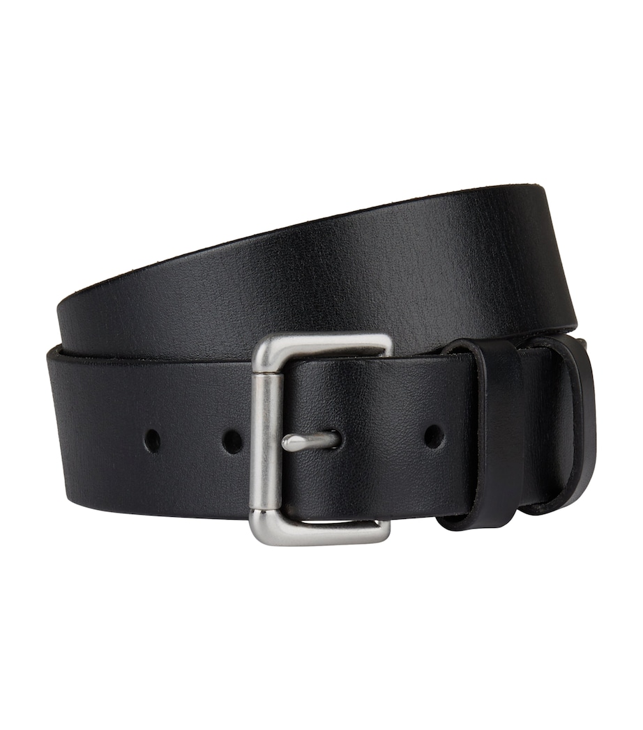 Leather Roller Buckle Belt BLACK Image 3