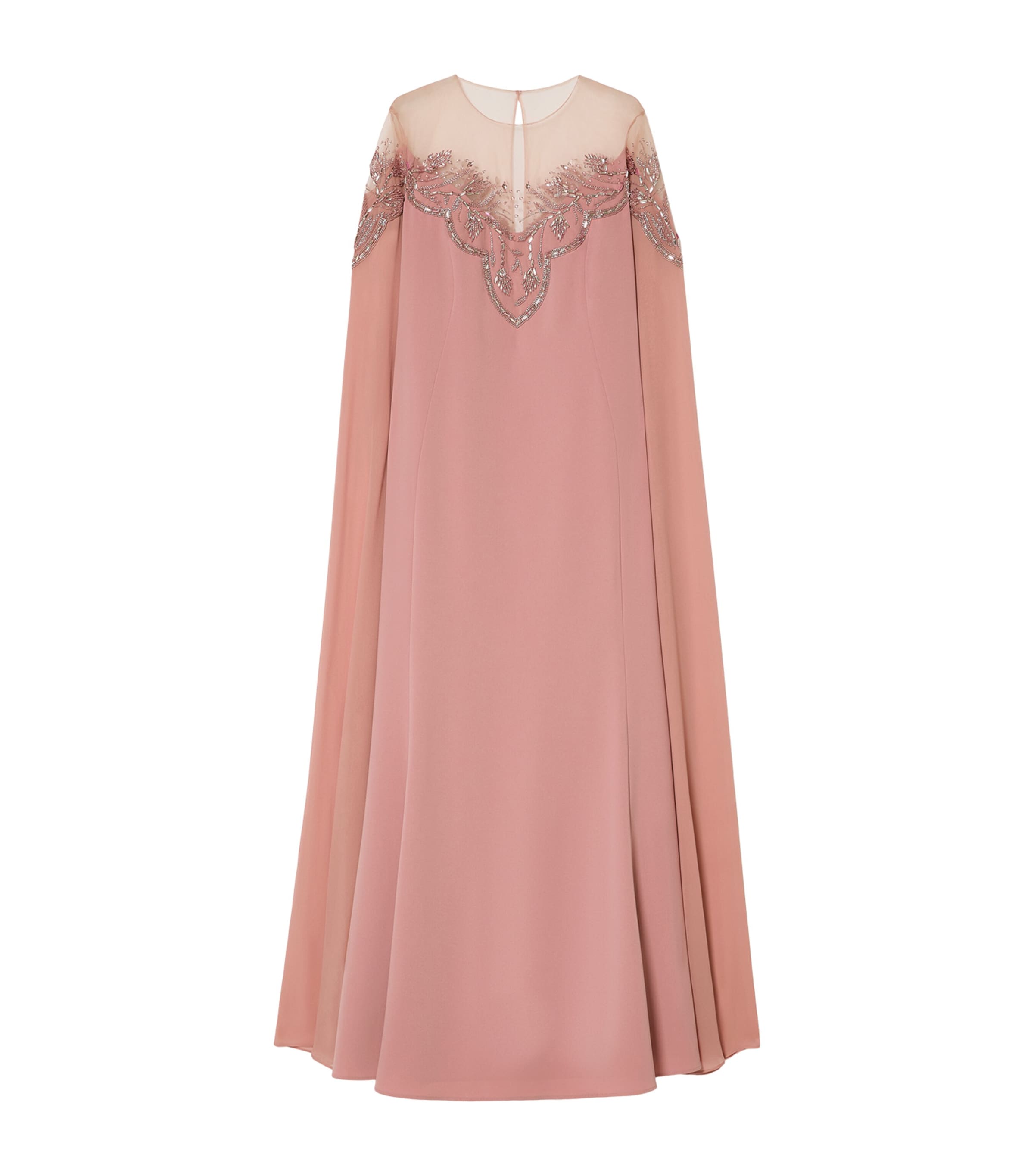 Marina Rinaldi Womens Silk Embroidered Maxi Dress Antique Rose Image 1