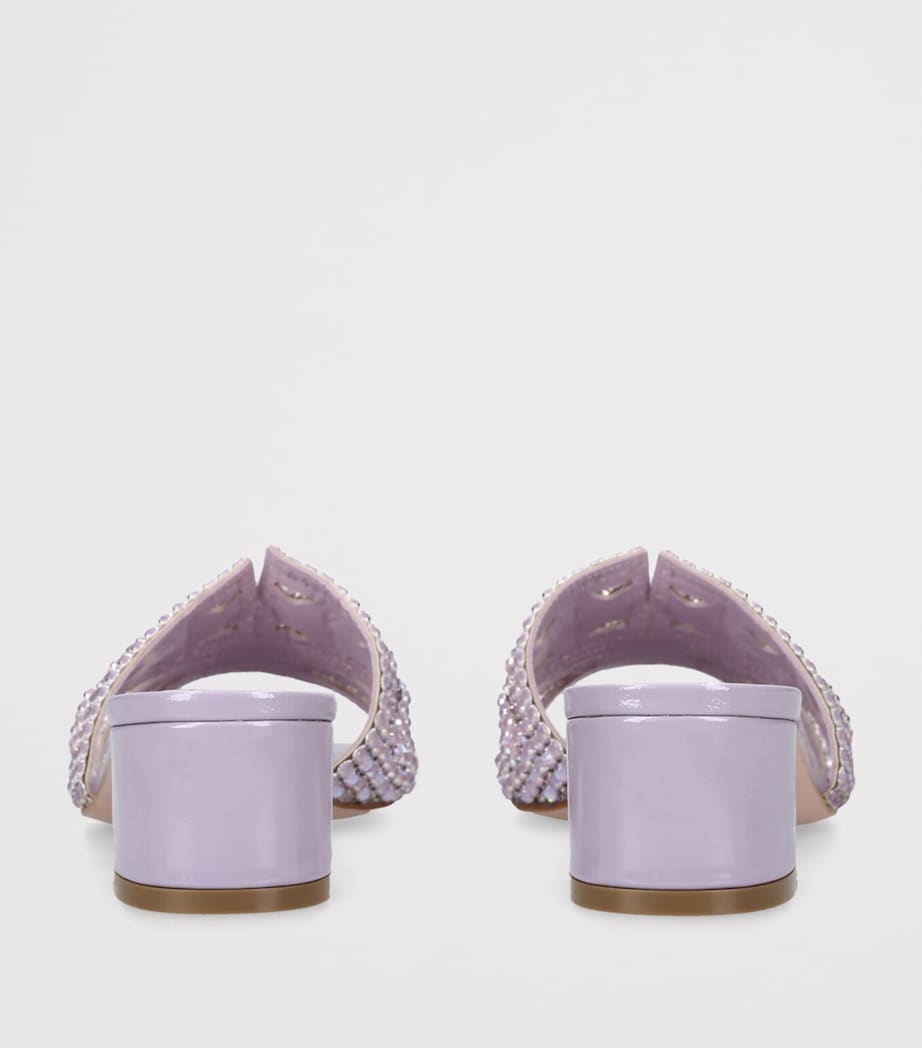 Leather Emebellished Oregon Mules 35 LILAC Image 2