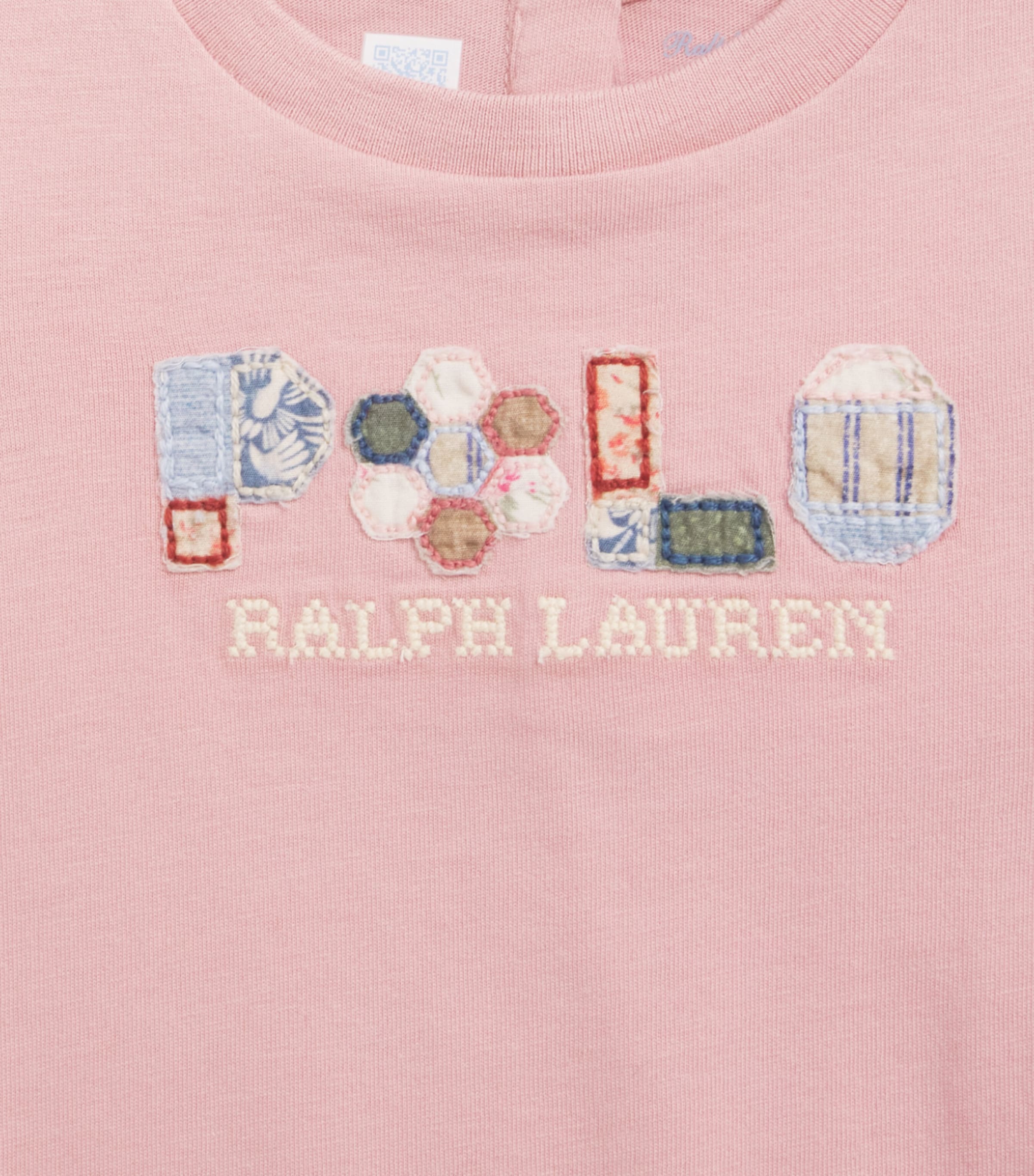 Ralph Lauren Kids Embroidered Patchwork Bodysuit (3-24 Months) Adirondack Rose Image 3