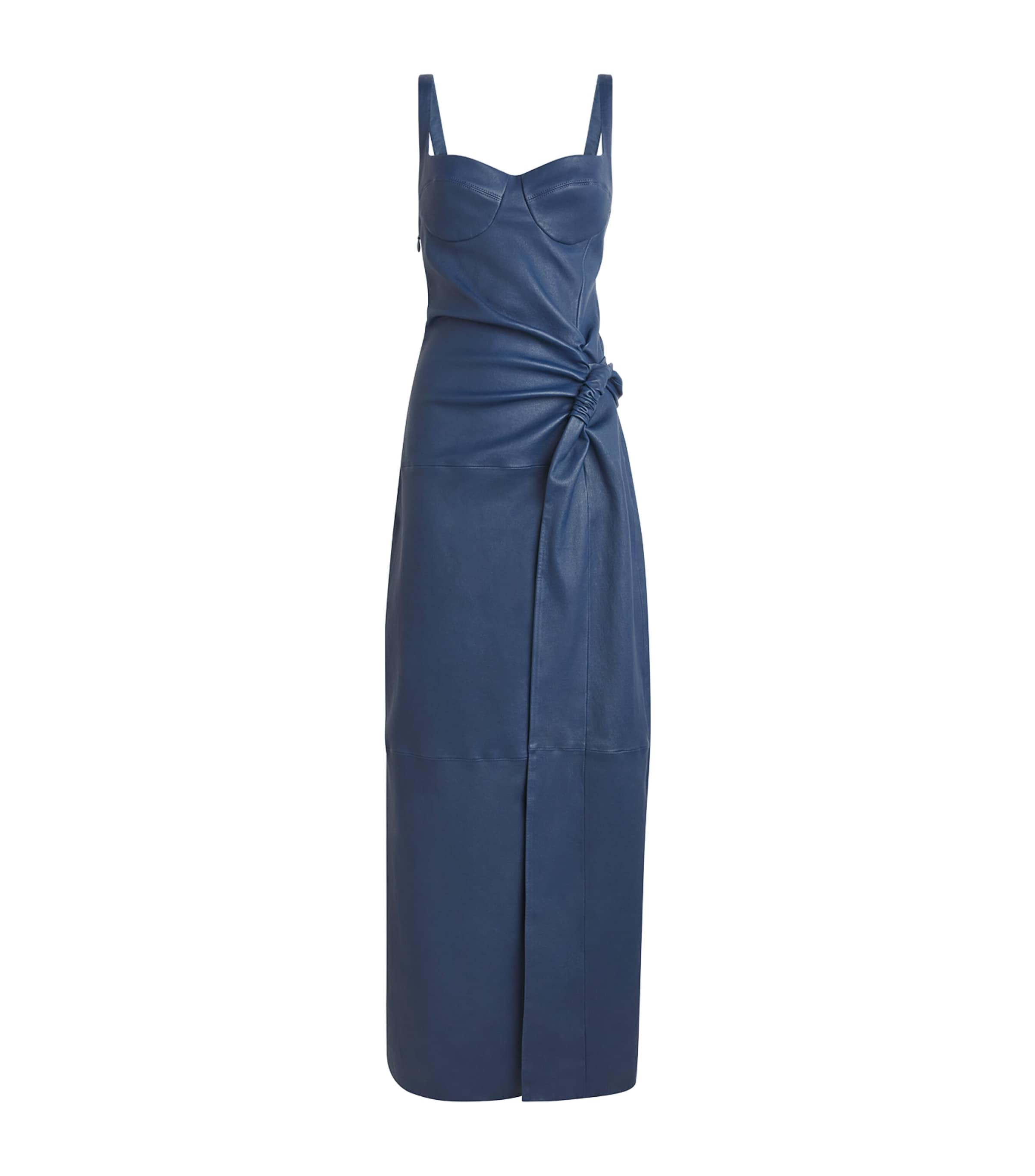 Simkhai Womens Leather Draped Lyle Maxi Dress Dark Indigo Image 1