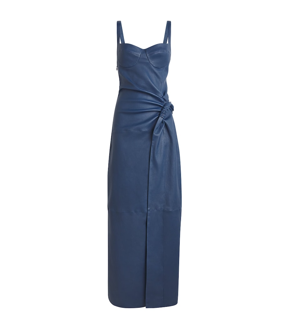 Simkhai Womens Leather Draped Lyle Maxi Dress Dark Indigo Image 1