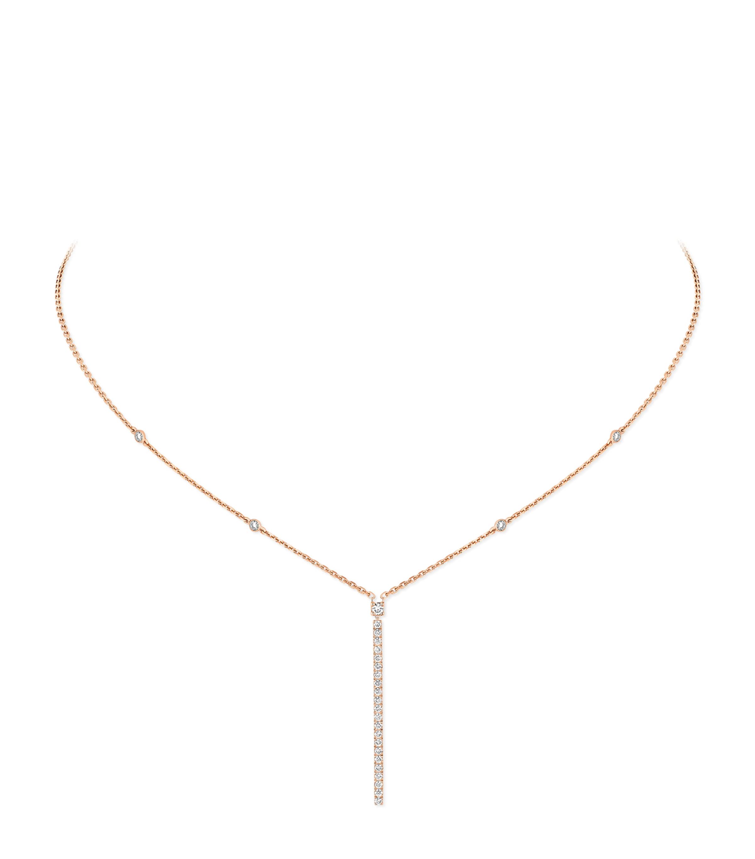 Gatsby Pink Gold and Diamond Pavé Chain Necklace (0.38ct)