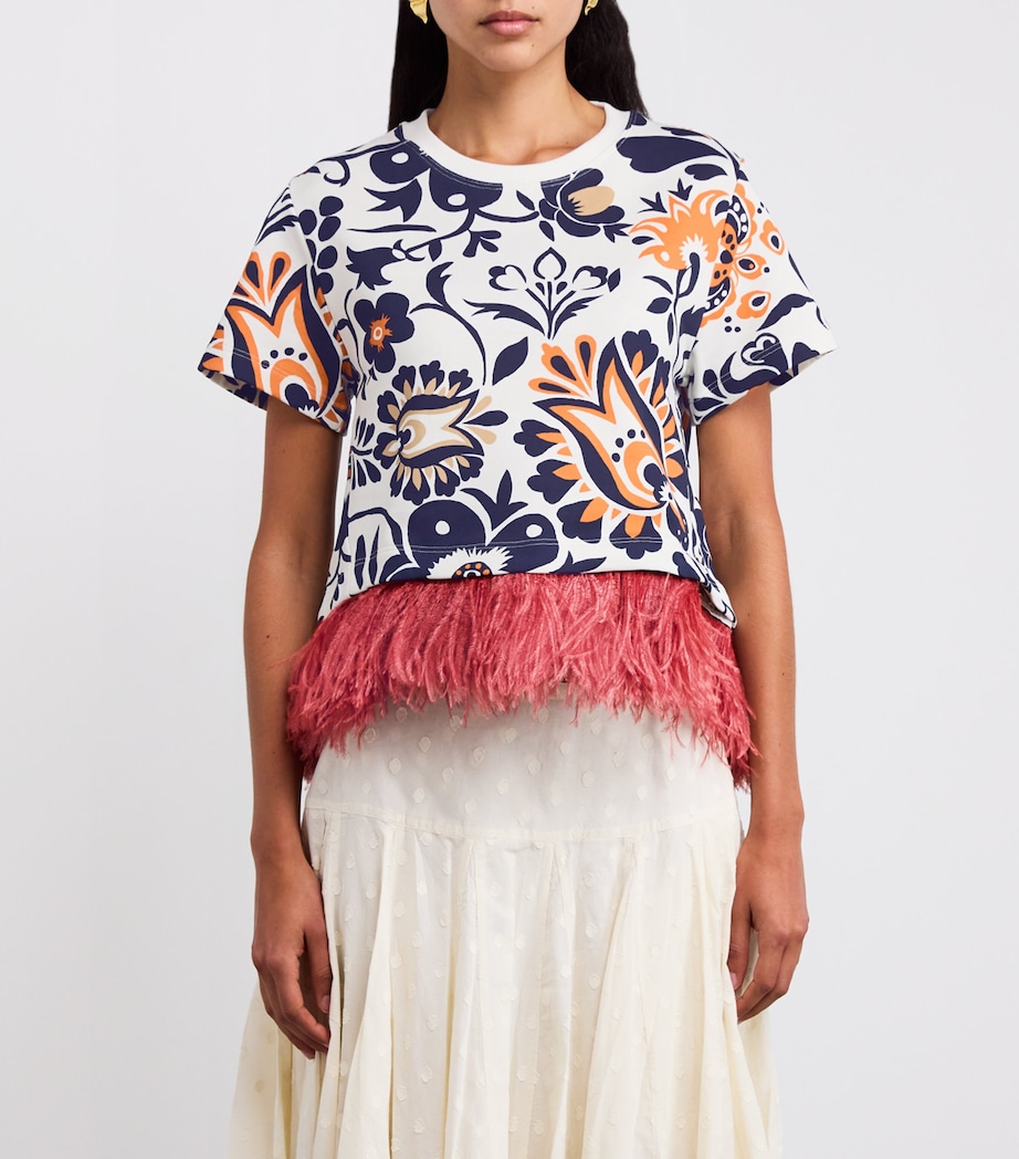 Printed Feather-Trim Top BU03 SELVA PLAC�E Image 3