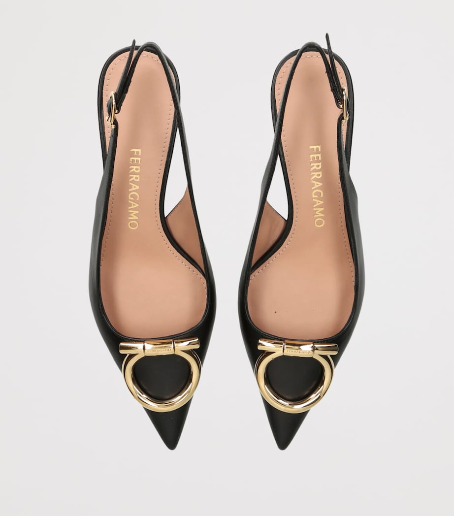 Leather Sara Slingback Heels 40 BLACK Image 4