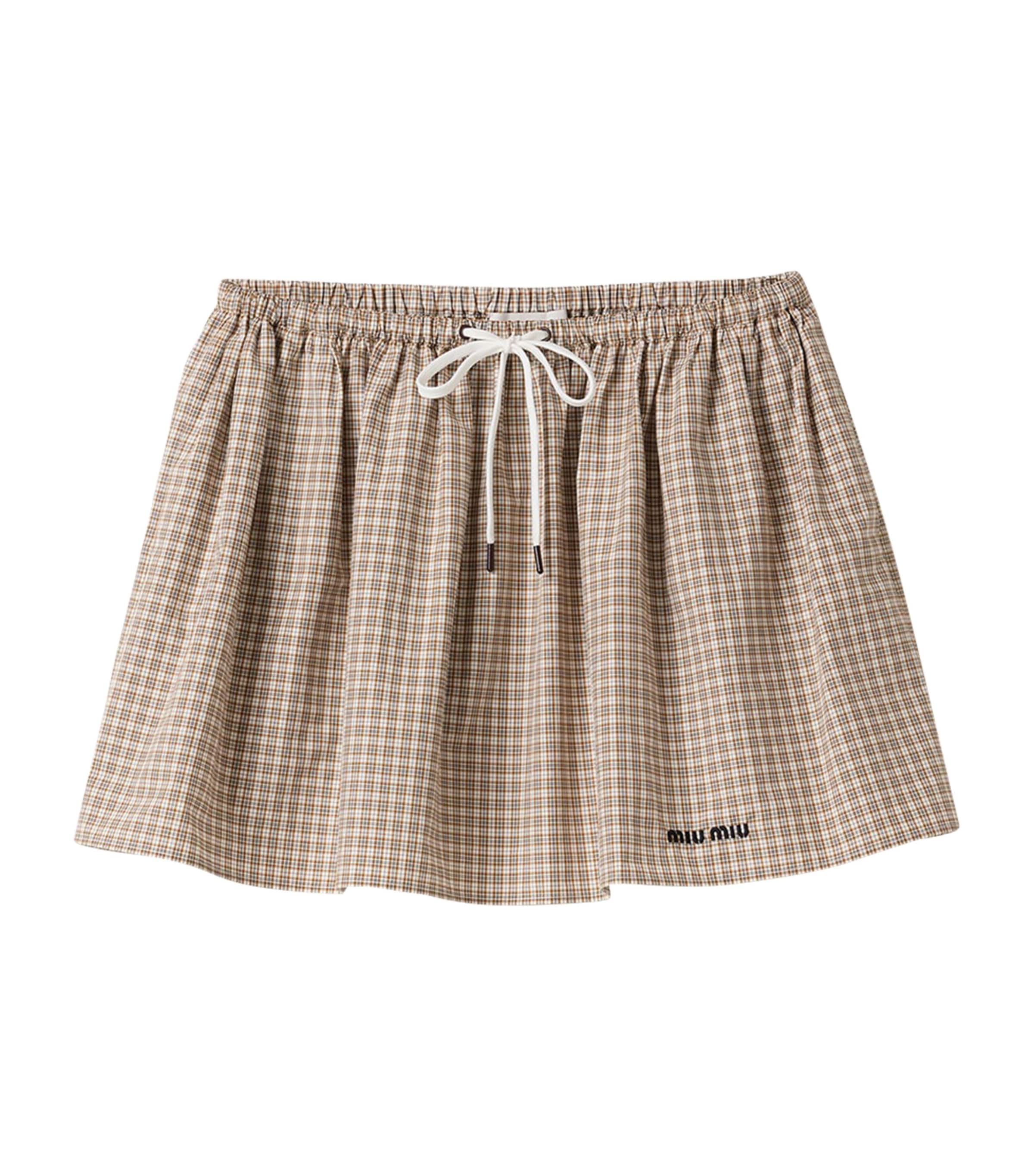 スカート MIU MIU Cotton skirt with check insert on the bottom Miu Miu Cotton Skirt With Check Insert On The Bottom | Grailed