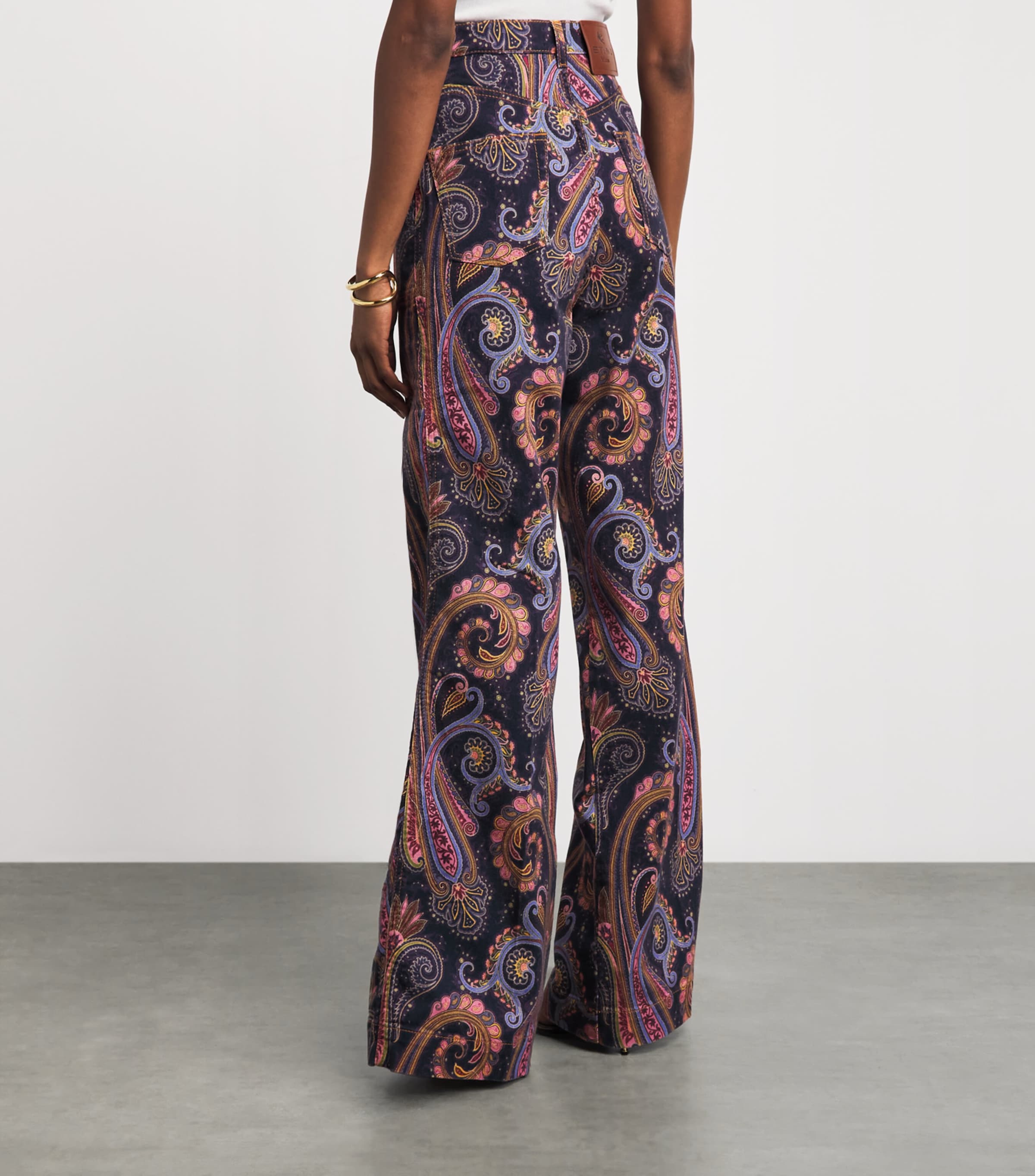 Etro Womens Paisley Flared Jeans Print/blue Bs Image 5
