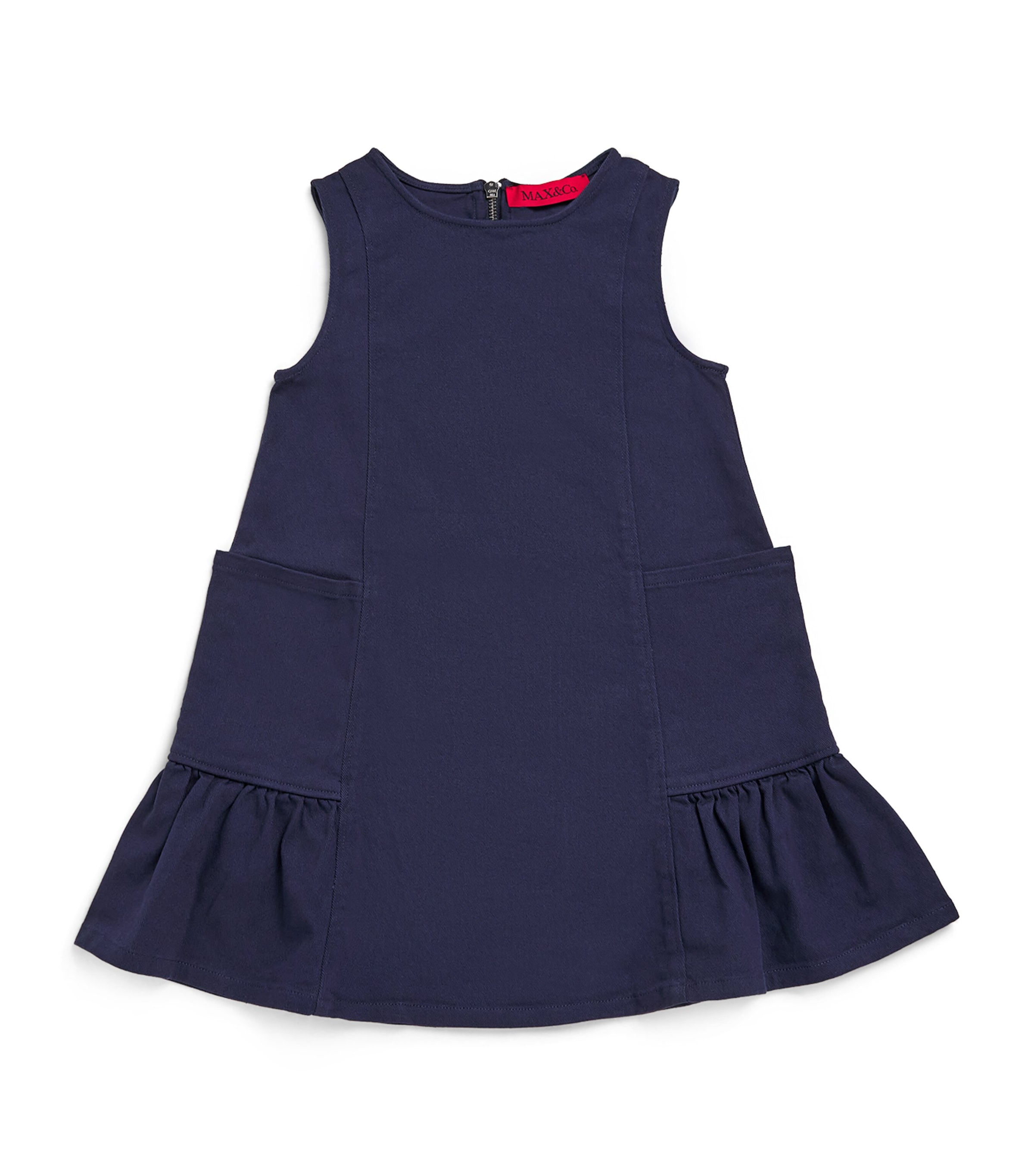 Max & Co Ruffle-hem Sleeveless Dress In Blue