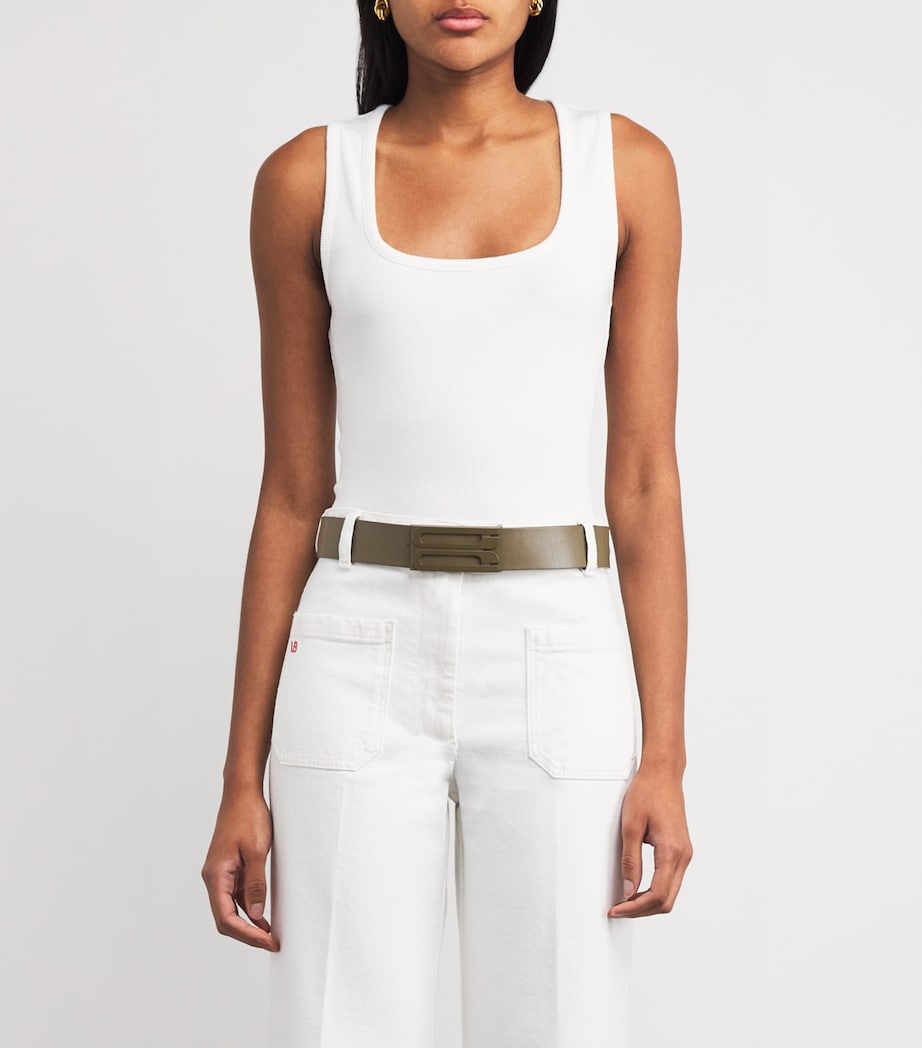 Jumbo Leather Frame Belt KHAKI Image 3