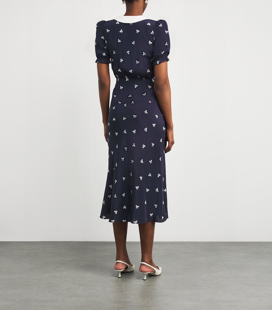 Silk Bow Midi Dress 1844 NAVY BLUE-WHITE Image 3