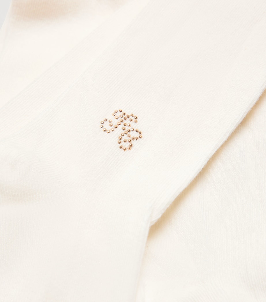 Cotton-Blend Embellished Tights 13 NACRE Image 2