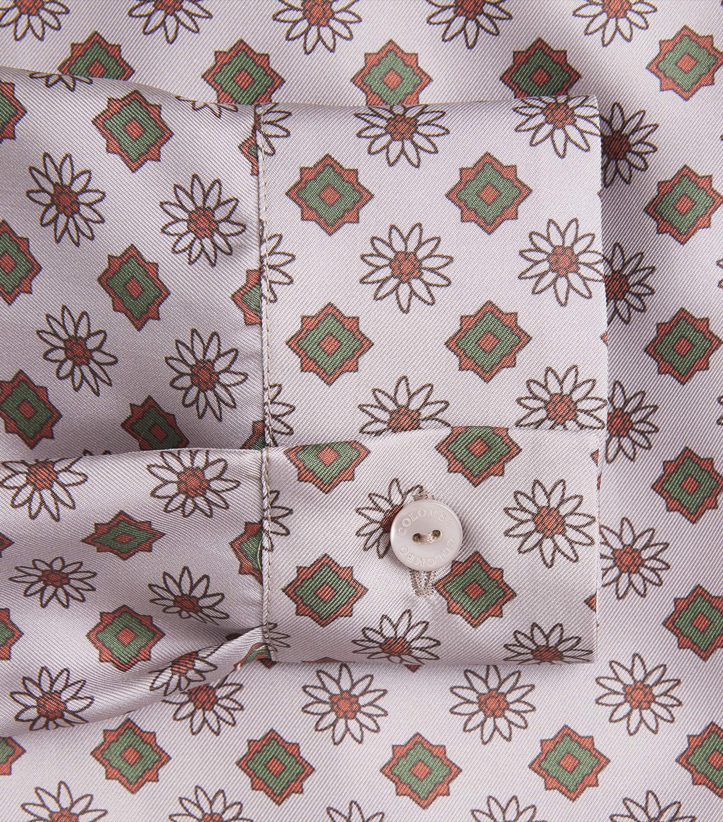 Colombo Womens Silk Printed Midi Shirt Dress Edelweiss Print Image 6