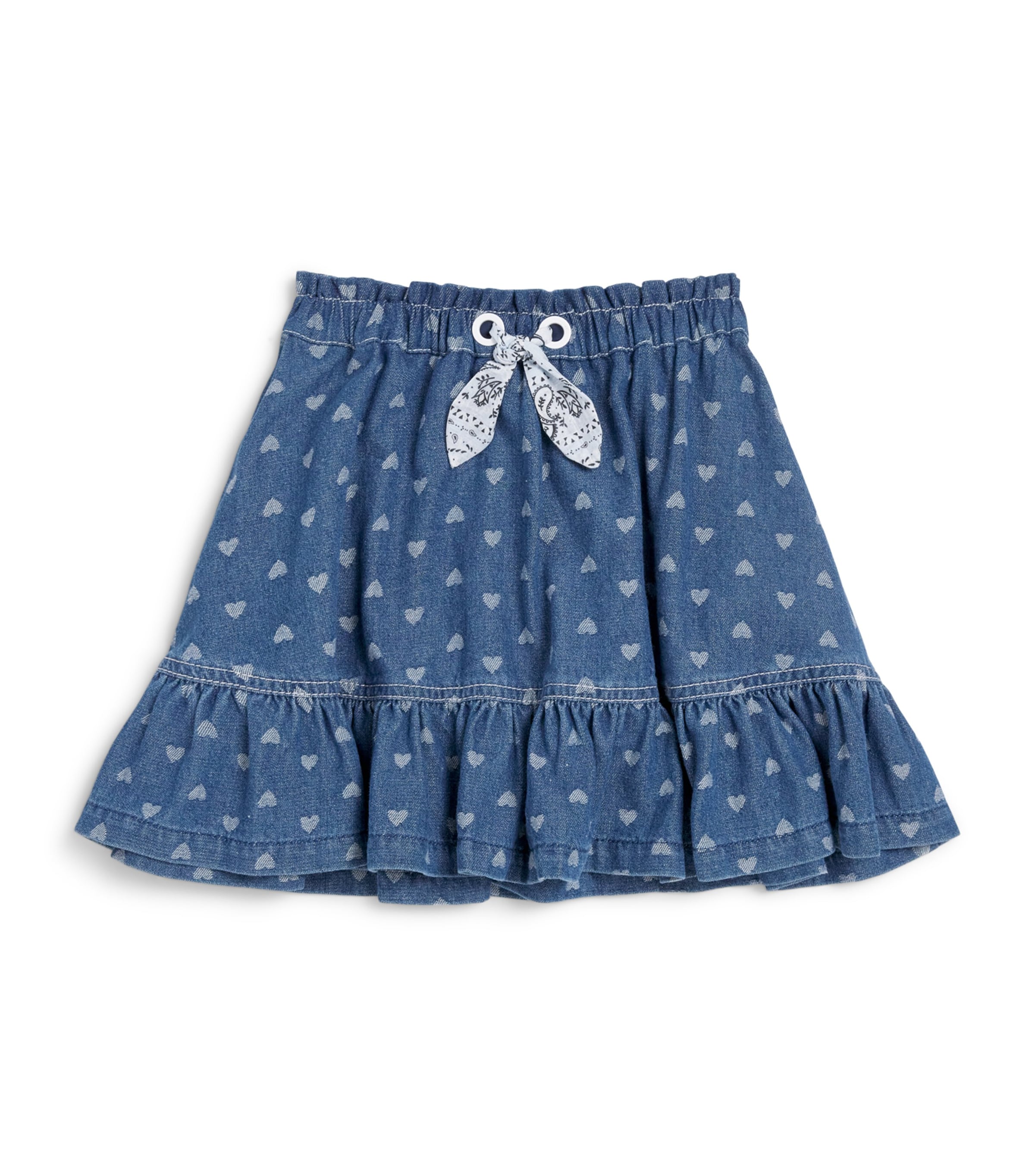 Zimmermann Kids Denim Heart Print Awaken Skirt (1-12 Years) Jacquard Blue Image 1