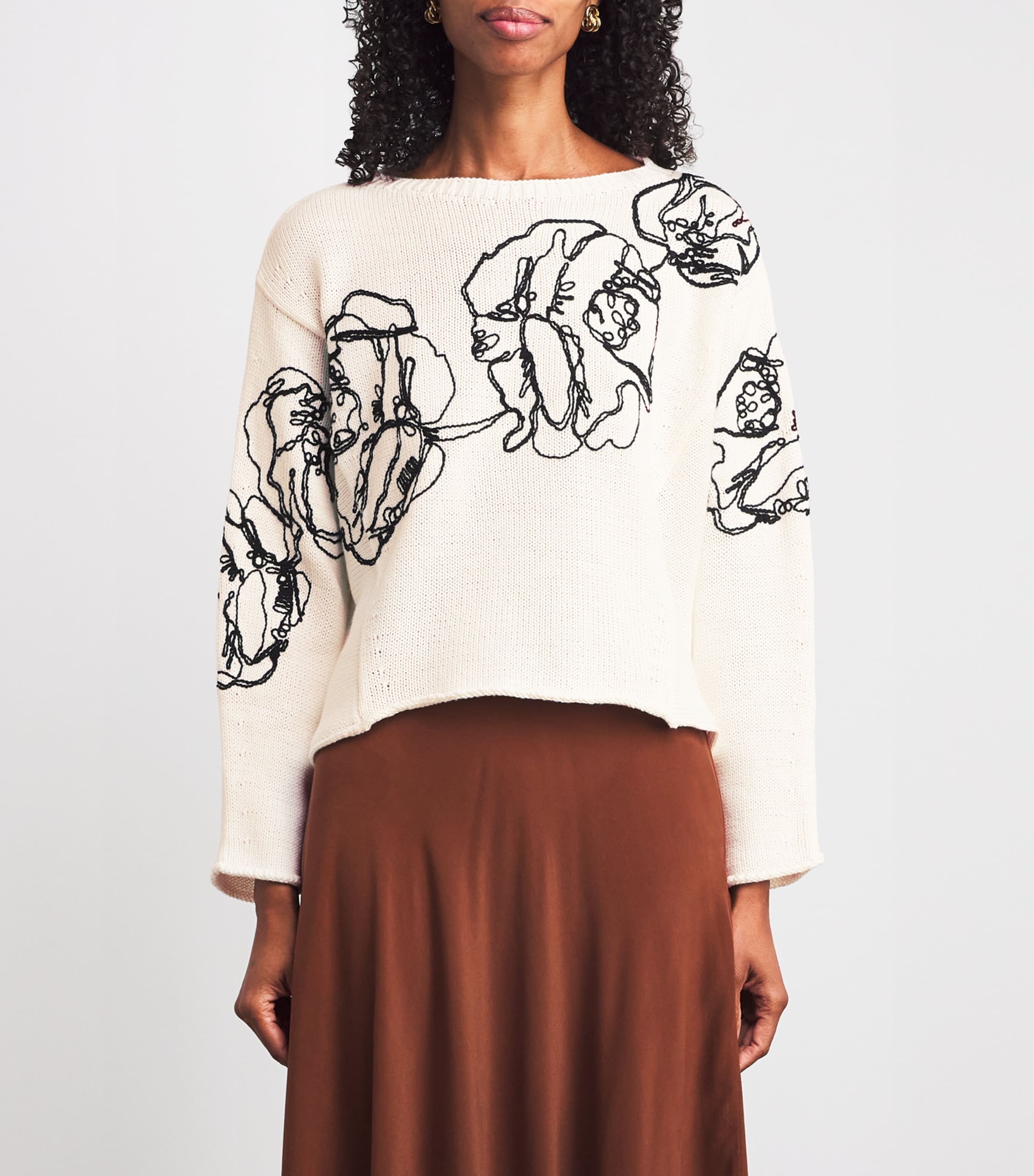 Cotton-Wool Embroidered Sweater WHITE Image 3
