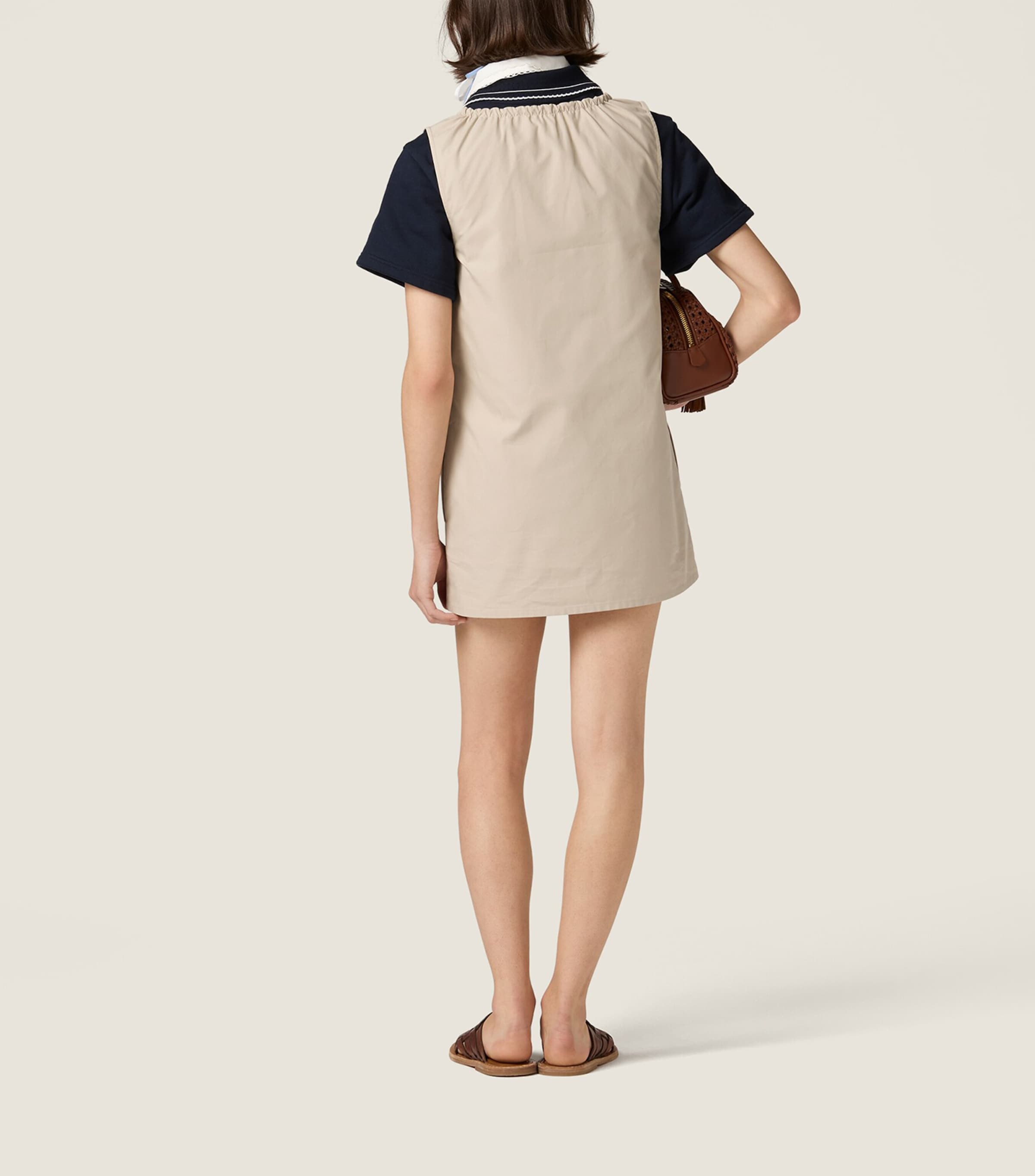 Miu Miu Womens Panama Cotton Mini Dress Neutral Image 3