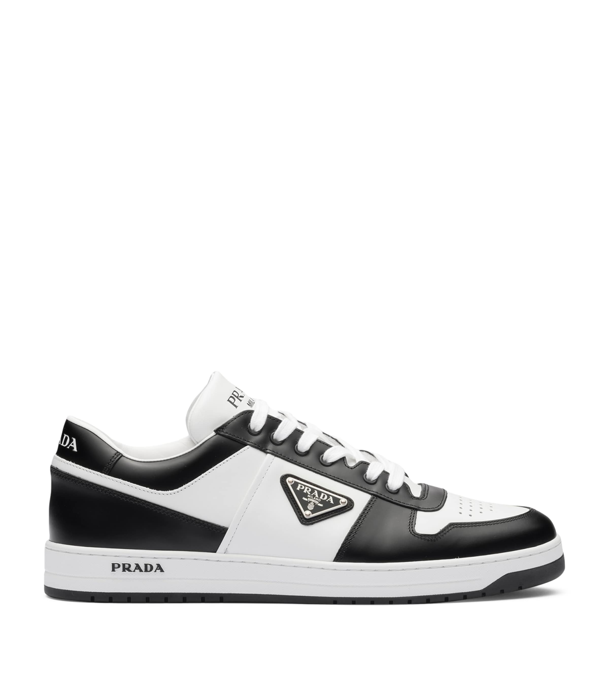 Prada White Leather Downtown Sneakers | Harrods UK