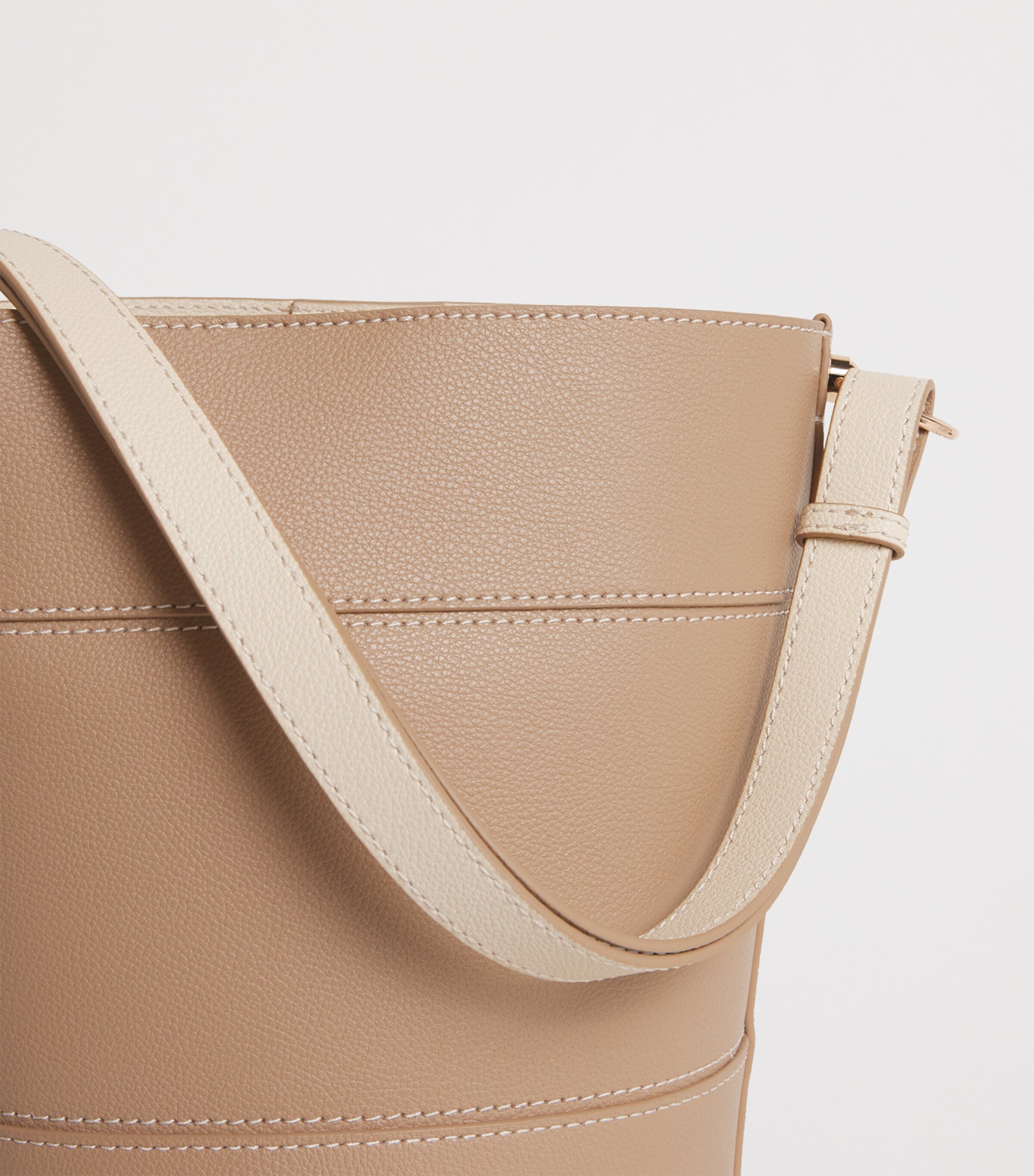 Claudie Pierlot Grained Leather Bucket Bag Beige Image 6