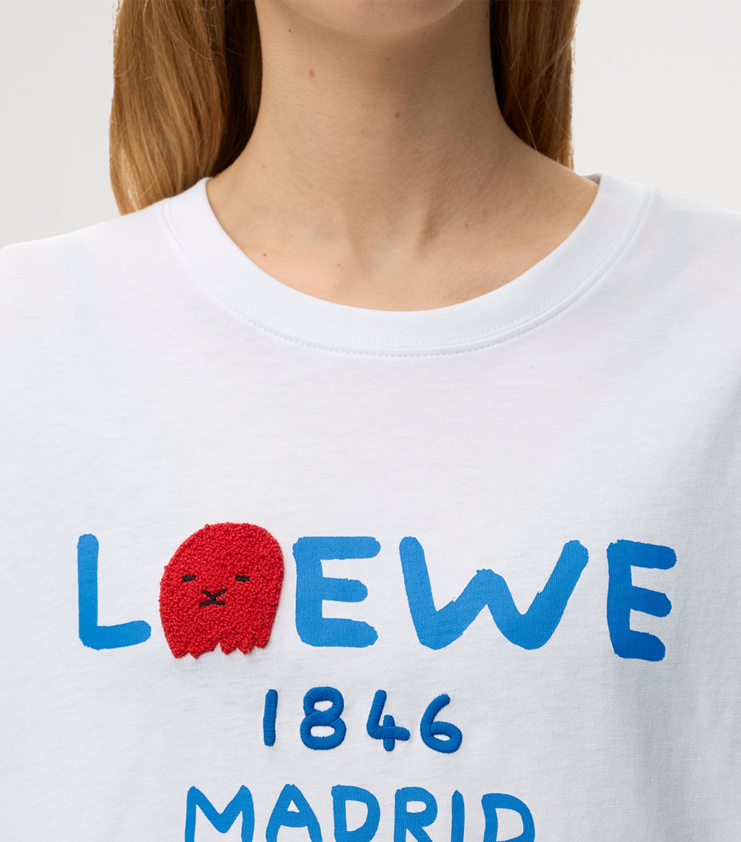 LOEWE Mens Cotton Relaxed Lion T-Shirt White Image 8